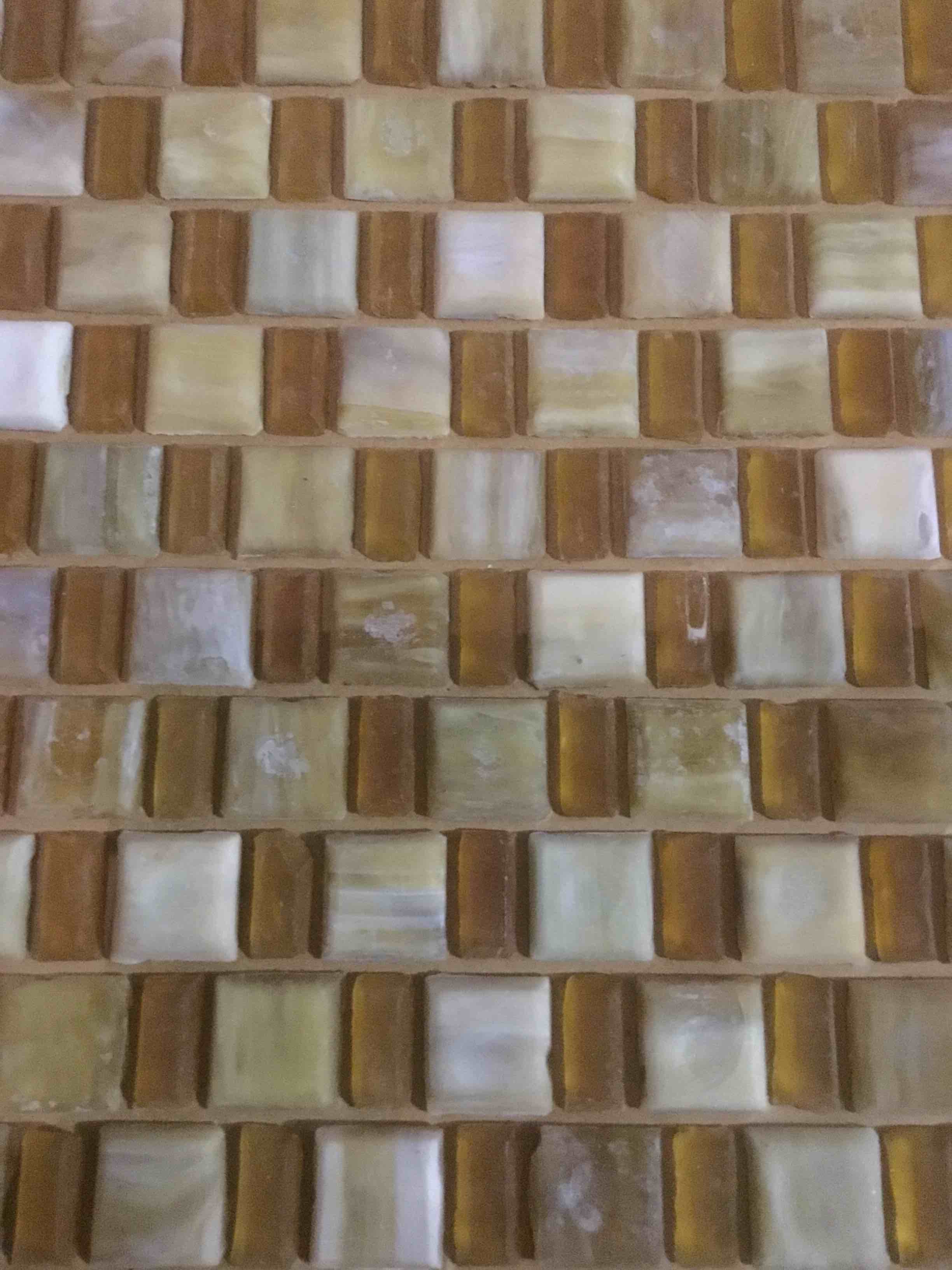 12 in. x12 in. Japonaise Goldenrod Silk Mosaic Glass Tile Sheets, 5 sheets per box, 5 sq. ft. per box, 10 boxes, 50 sq. ft. total, your bid per sq. ft