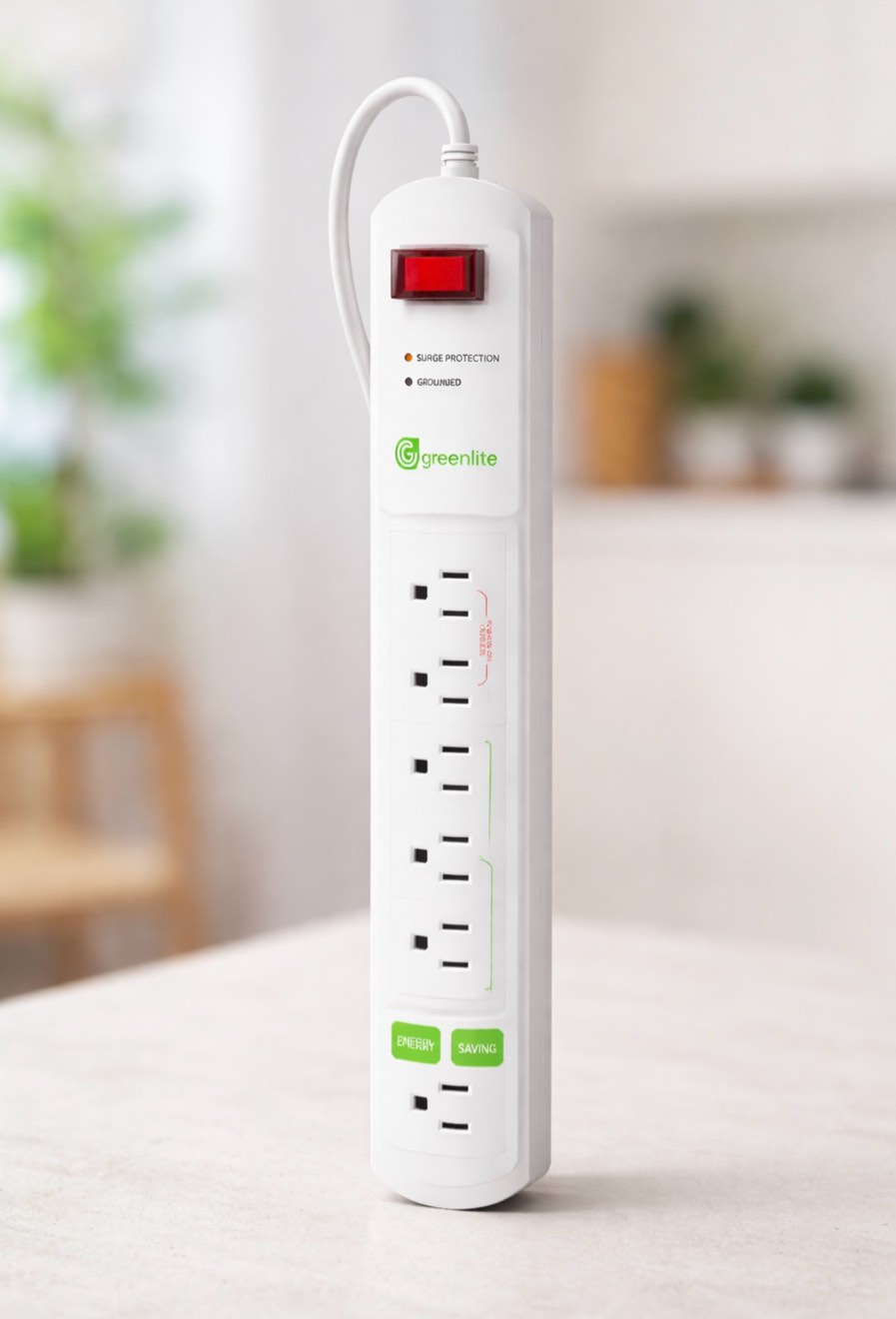 Greenlite 7 Outlet Surge Protecting Power Strip 