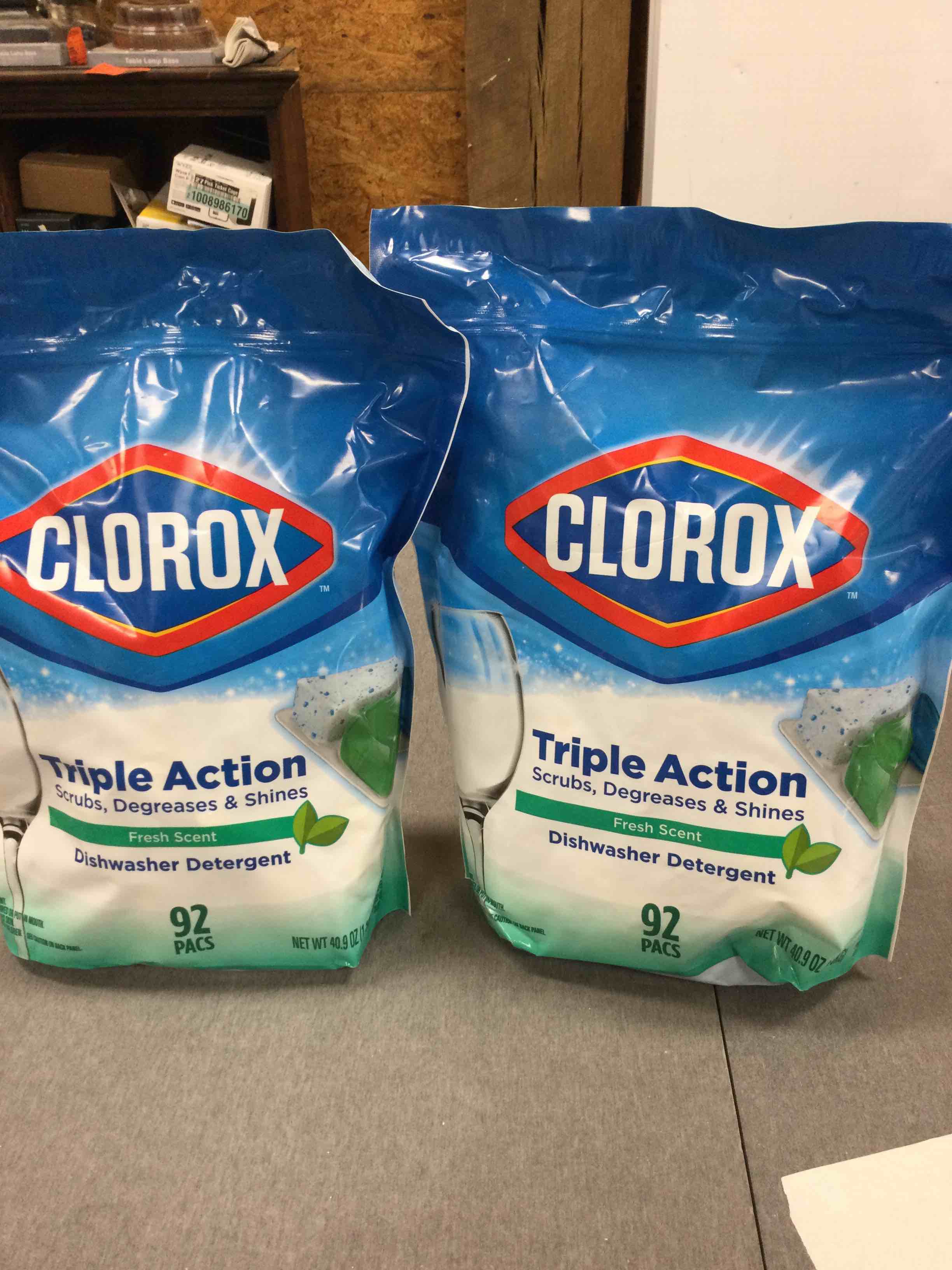 Clorox Pacs Dishwasher Detergents  Fresh Scent  40.9 Ounce  92 Count