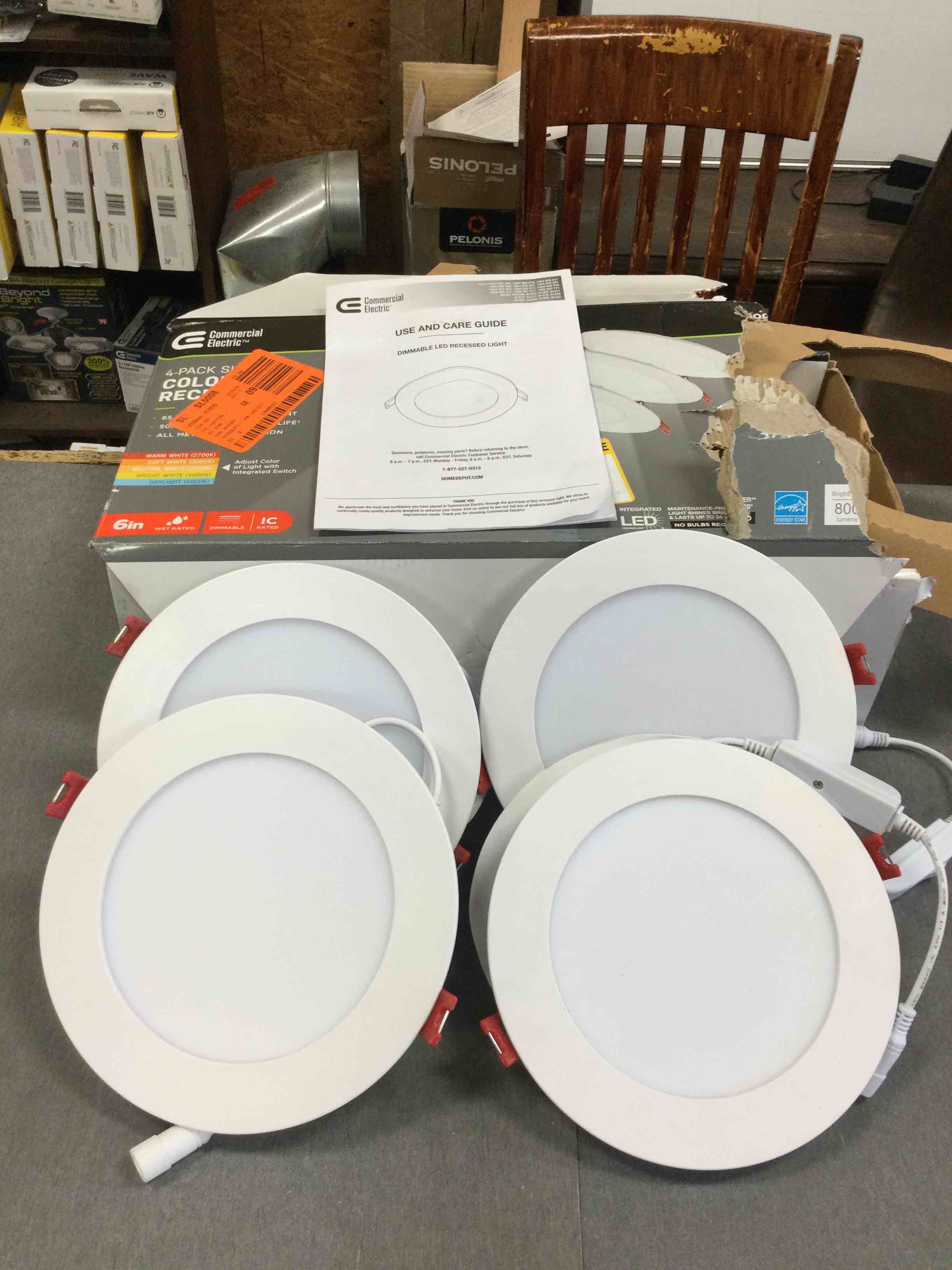 Ultra Slim 6 in. Color Selectable New Construction and Remodel Canless Recessed Integrated LED Kit (4-Pack)