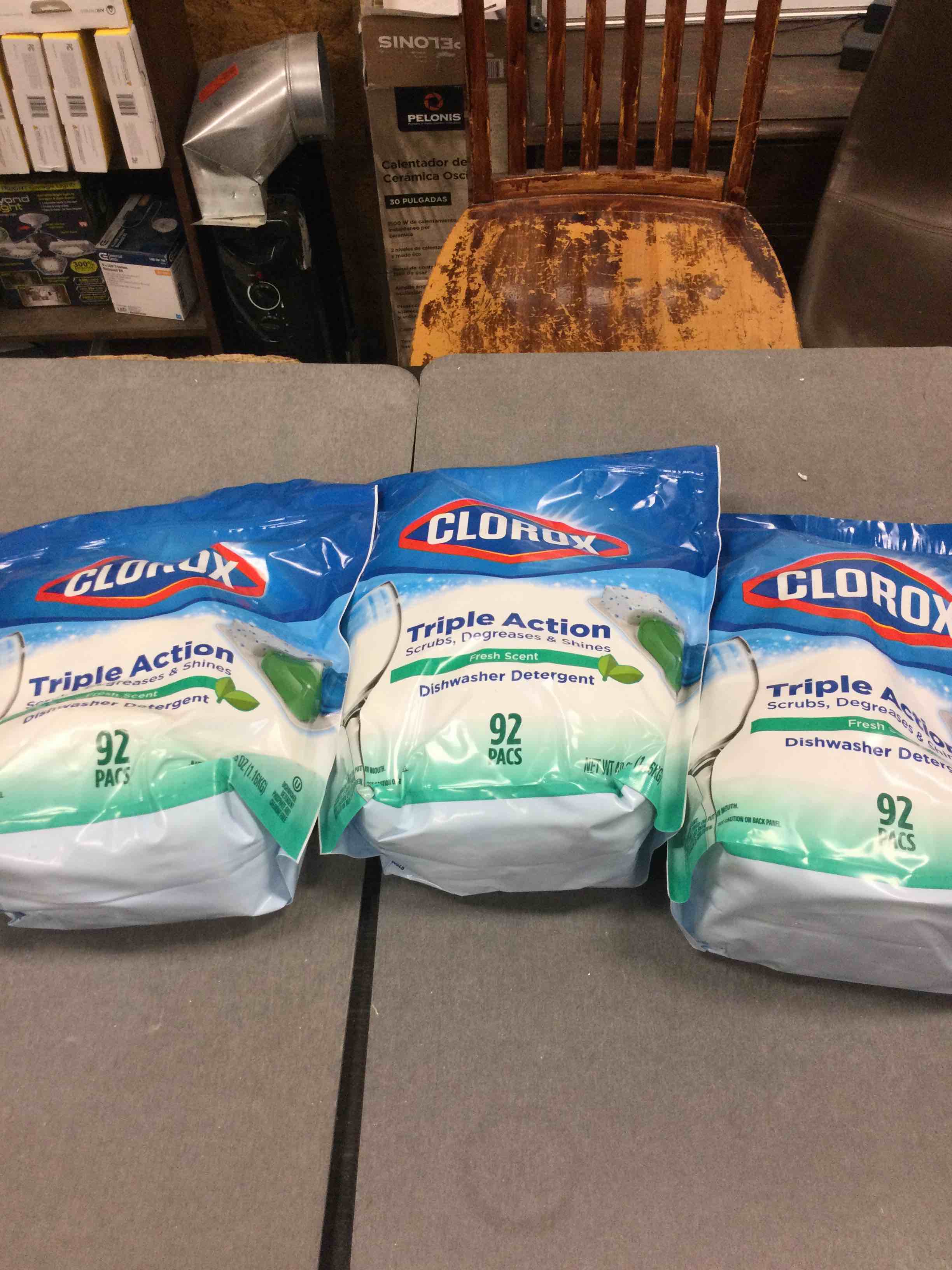 Clorox Pacs Dishwasher Detergents  Fresh Scent  40.9 Ounce  92 Count