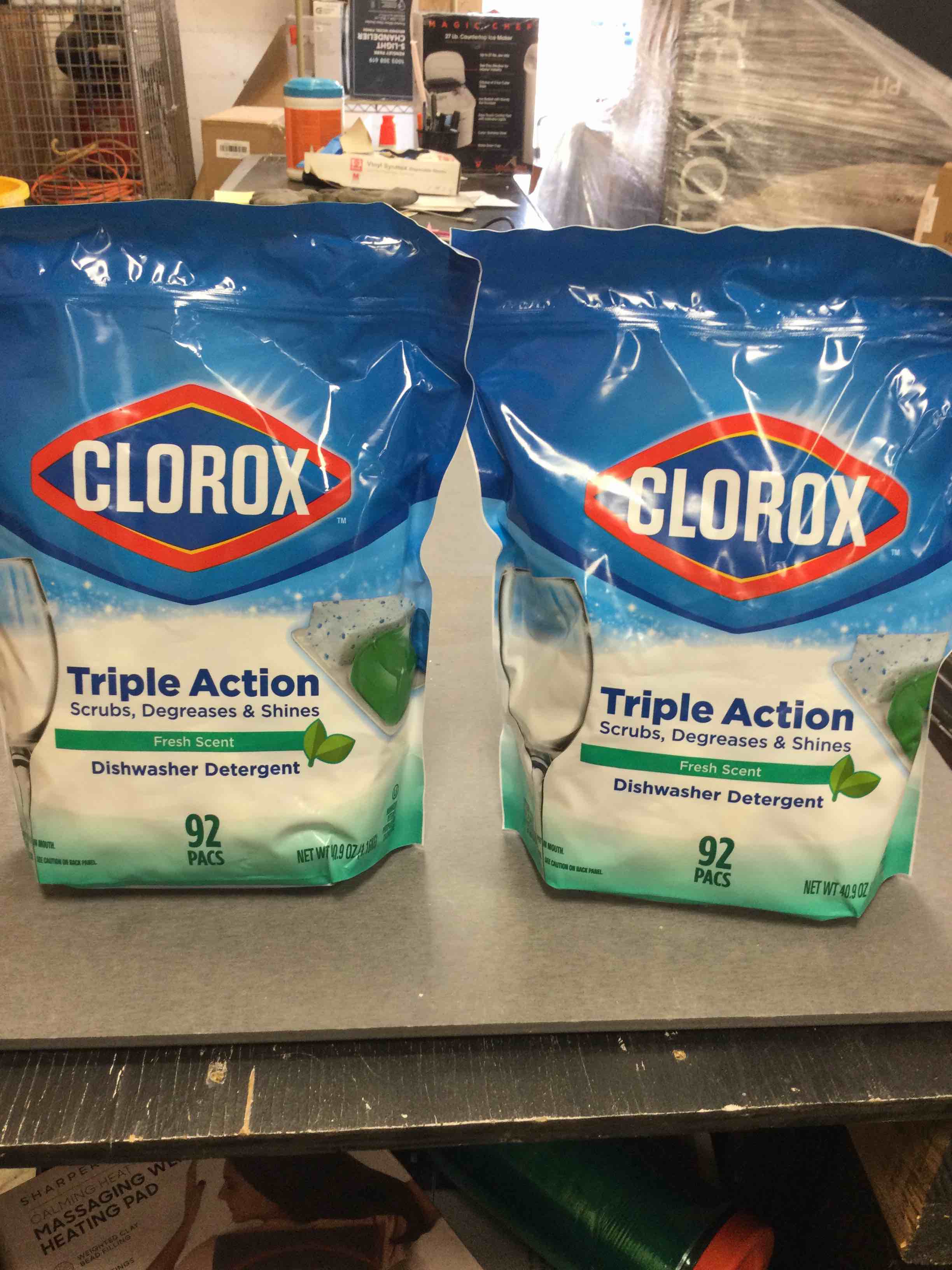 Clorox Pacs Dishwasher Detergents Fresh Scent 40.9 Ounce 92 Count