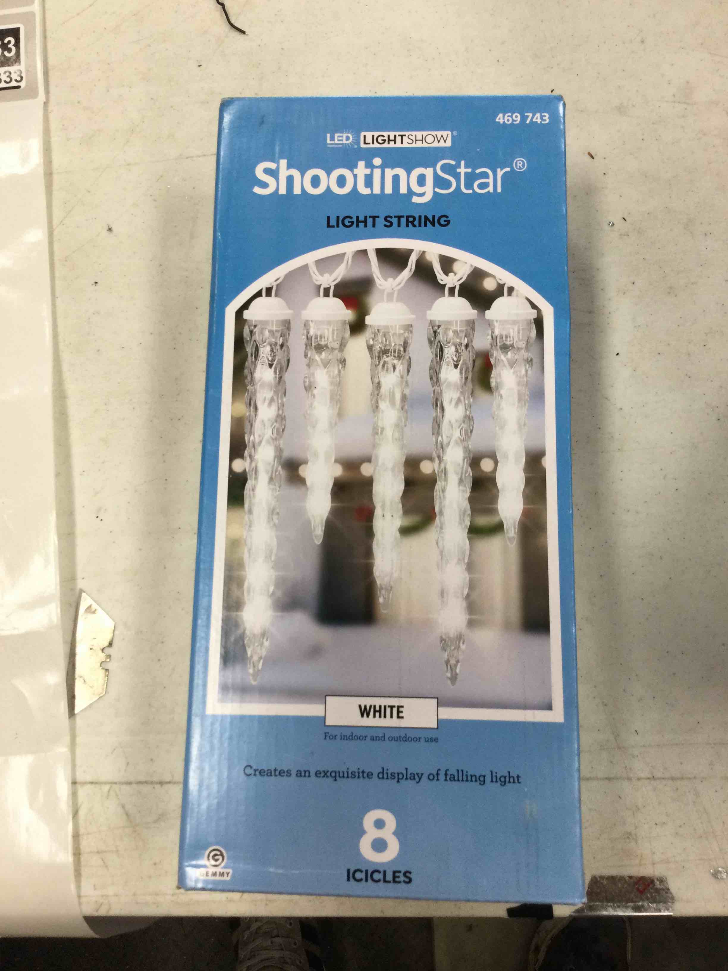 LED Shooting Star Icicle White Christmas Light String, 8-Count