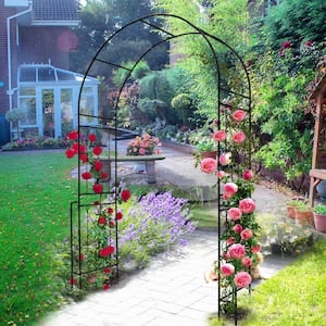 94 in. H x 55 in. W Black Metal Garden Arch Trellis Adjustable Arbor