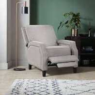 Adele Coconut Low Pile Chenille Upholstered Push Back Standard Recliner with Nailheads