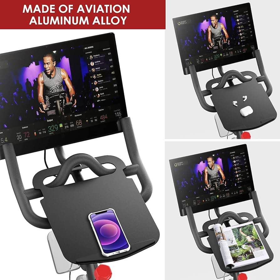 All-New Tabletop Tray Holder for Peloton Bike Mount - Premium Aluminum Stand for Tablets, laptops, Books, Phones, etc. - Riding Work Surface ?Bikes Accessories for Peloton 