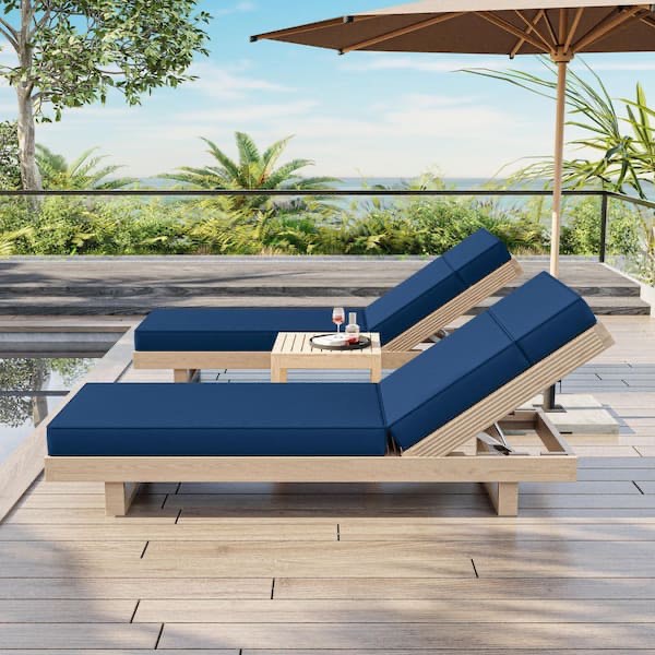 80 in. x 26 in. x 4 in. Outdoor Water-Resistant Replacement Chaise Lounge Seat Cushion Navy Blue (1 Cushion)