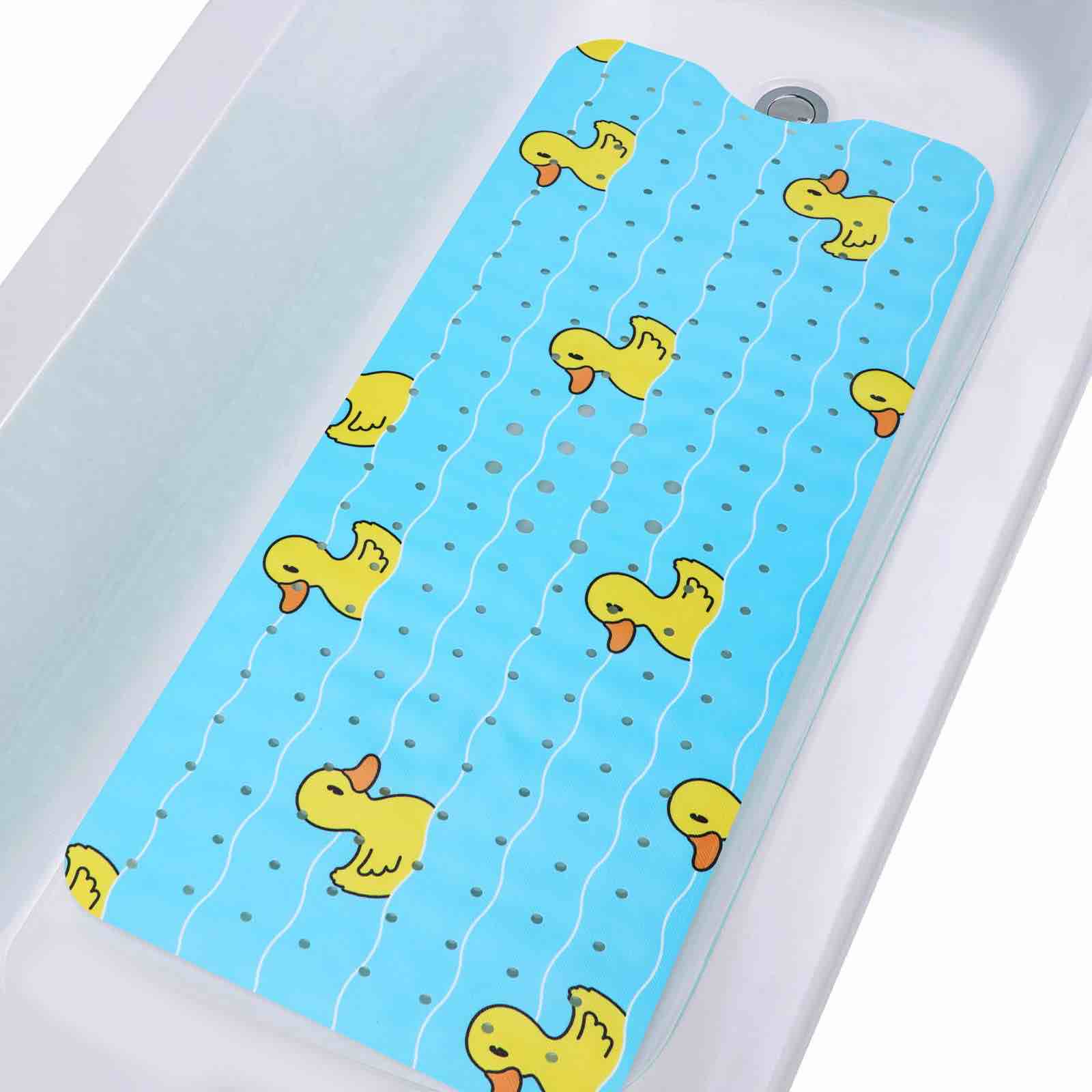 Bathtub Mat Non Slip Shower Mat for Kids Adults & Elderly 40X16 Inch Extra Long Anti Slip Bath Mats for tub Mat with Suction Cups and Drain Holes,Duck