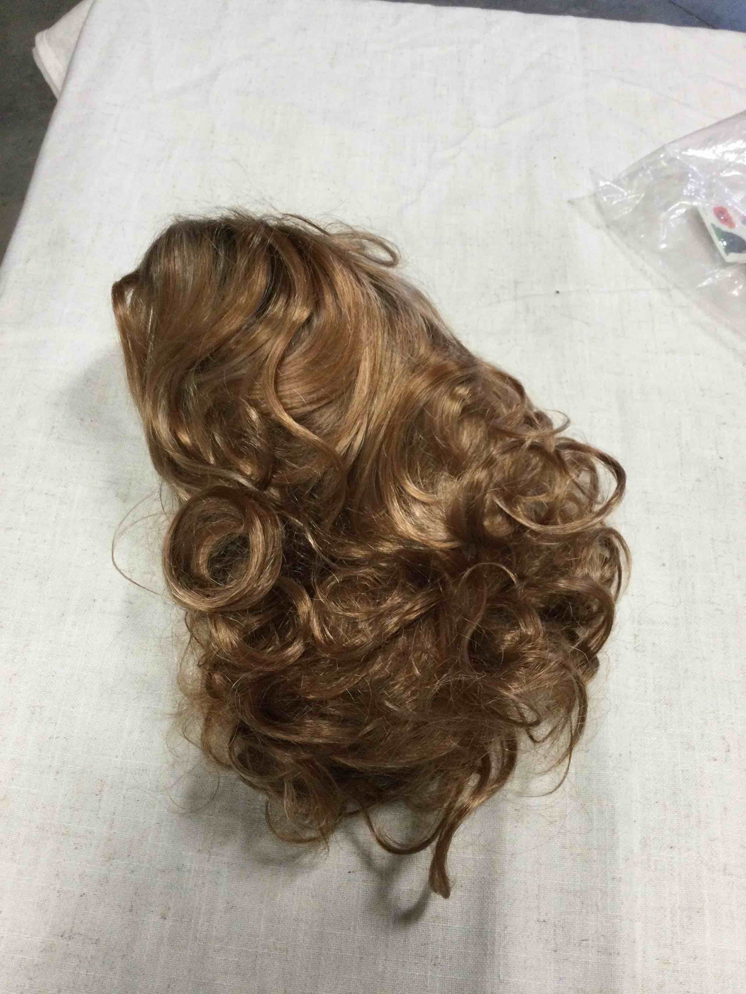 GNIMEGIL Curly Ginger Wig with Bangs Short Wig Elderly Natural Wavy Medium Length Wig for White Women Synthetic Wig for Daily Party Wig for Ladies 