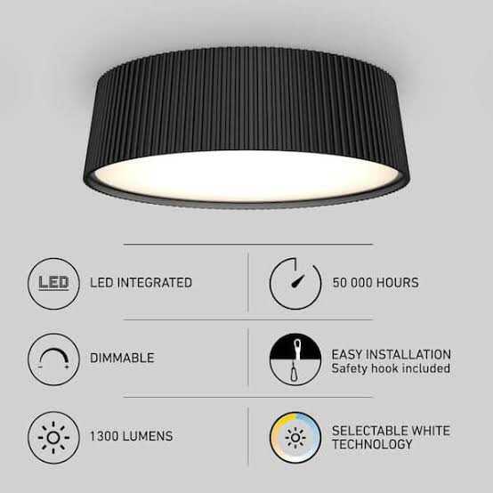 Artika Groove 13 in. 1 Light Black 5CCT Integrated Selectable LED Flush Mount Ceiling Light