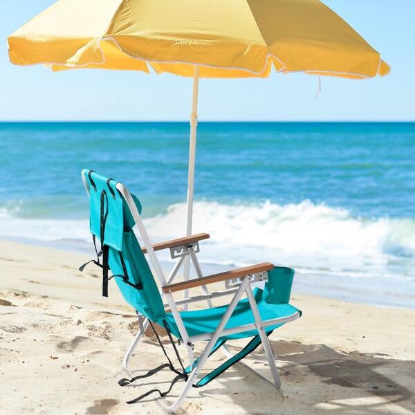 Karl home Portable Mint Green Steel Folding Adjustable Headrest Beach Chair