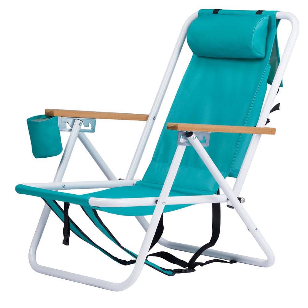 Karl home Portable Mint Green Steel Folding Adjustable Headrest Beach Chair