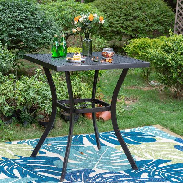 31" Square Bar Table with Umbrella Hole - Captiva Designs: Outdoor Bar Height Patio Furniture