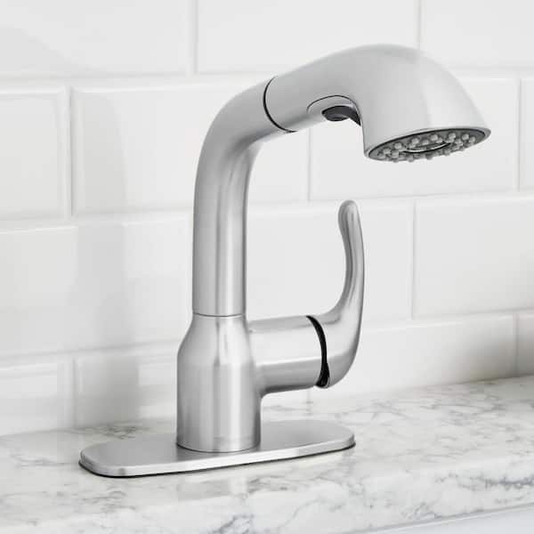 Dunning Single-Handle Pull-Out Laundry Faucet with Dual Spray Function in Chrome