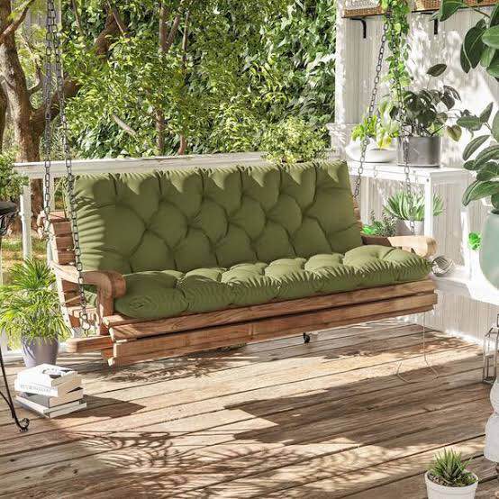 60 in. x 40 in. x 5 in. 2-3 Seater Contoured Replacement Outdoor Porch Swing Cushion with Backrest Bench Light Green