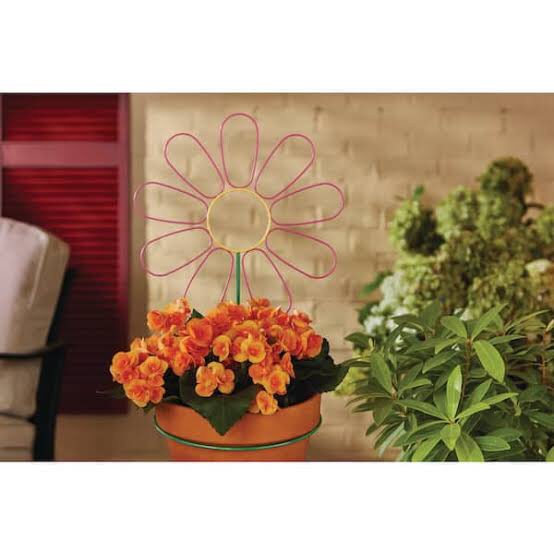 Vigoro 36 in. H Pink Flower Iron Decorative Planter Stake