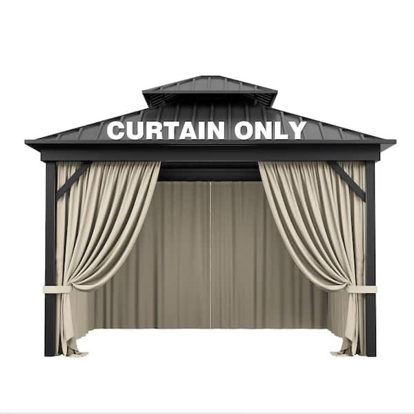 WNP 10 ft x 10 ft Universal Outdoor Privacy Curtains, Gazebo Curtain Replacement with zipper Cream (4- Side Curtain Only)