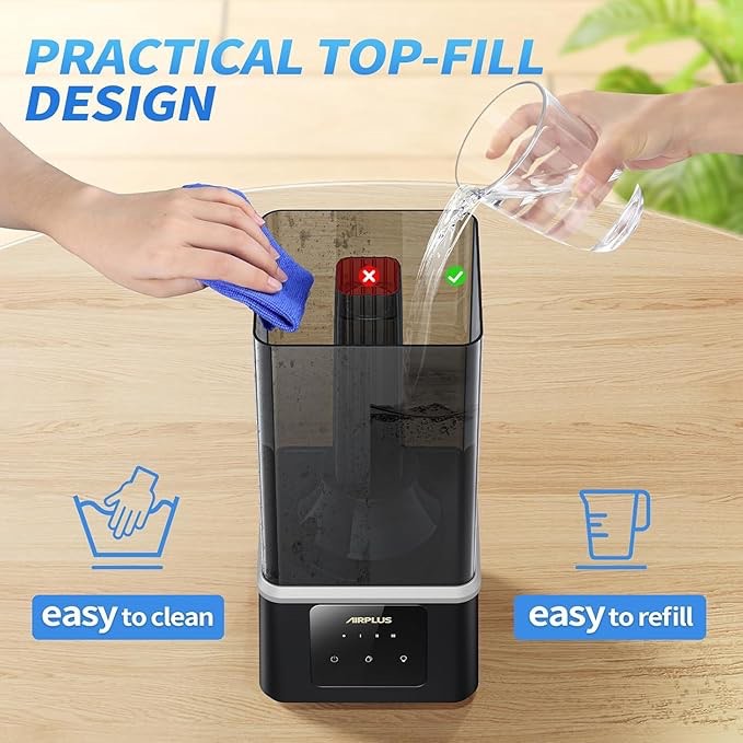Condition photo showing New/Like New for AIRPLUS Powerful Humidifier for Bedroom Lasting up to 60 Hours, Top-Refilling Cool Mist Humidifier for Home with A Water Tank of 4.5L