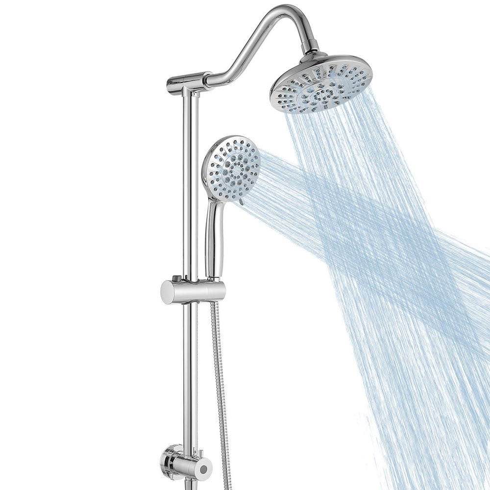 Spray Wall Mount Handheld Showerhead 1.8 GPM in Polished Chrome, Rain Shower Combo, Stainless Steel Slide Bar
