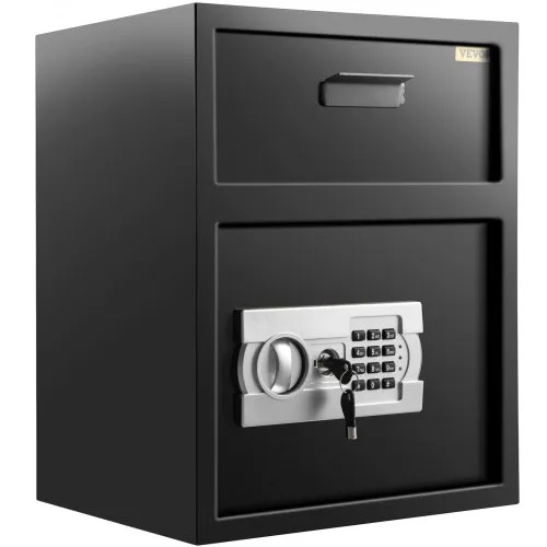 Digital Depository Safe 1.7 Cubic Feet Made of Carbon Steel Electronic Code Lock Depository Safe with Deposit Slot with Two Emergency Keys Depository Box for Home Hotel Restaurant and Office