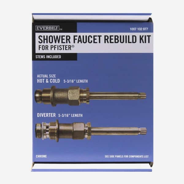 Universal Replacement Anchor Knob Faucet Rebuild Kit in Porcelain Finish with Chrome Detail