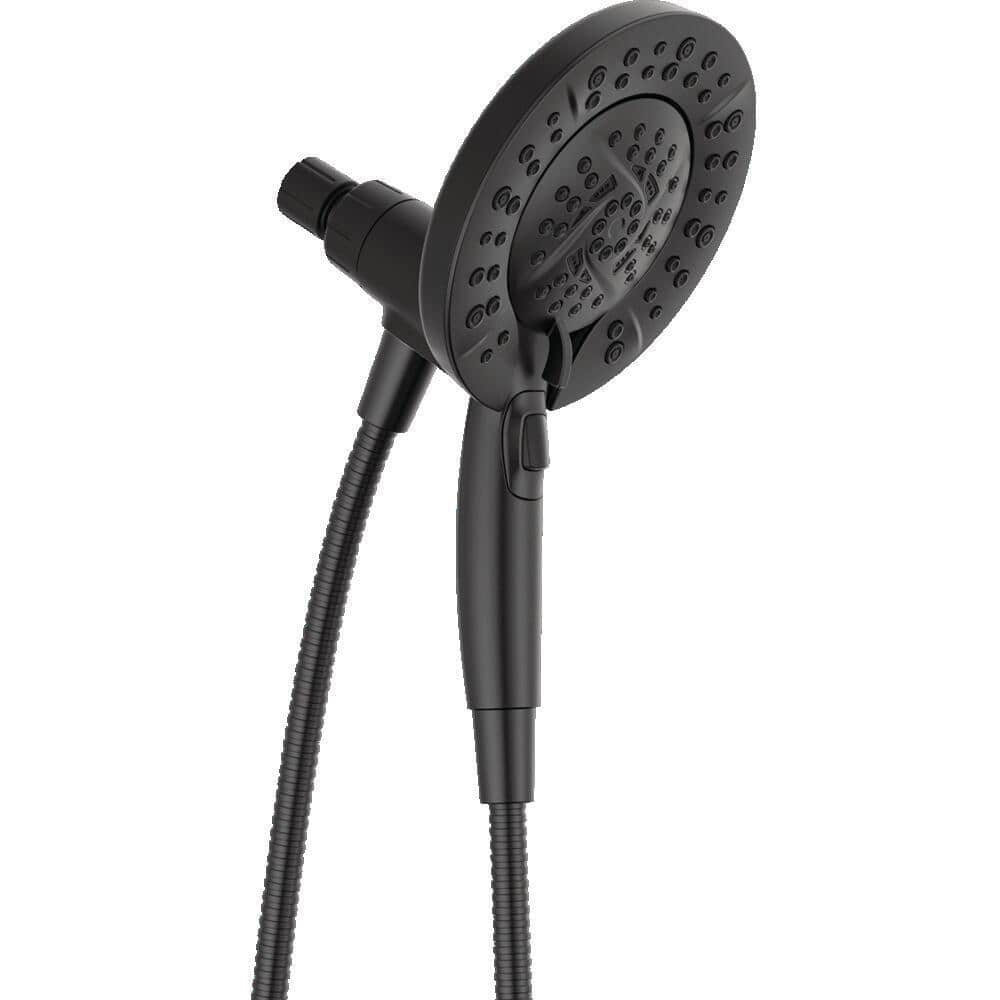 Previously Owned. In2ition Two-in-One 5-Spray Patterns 6.63 in. Wall Mount Dual Shower Heads in Matte Black