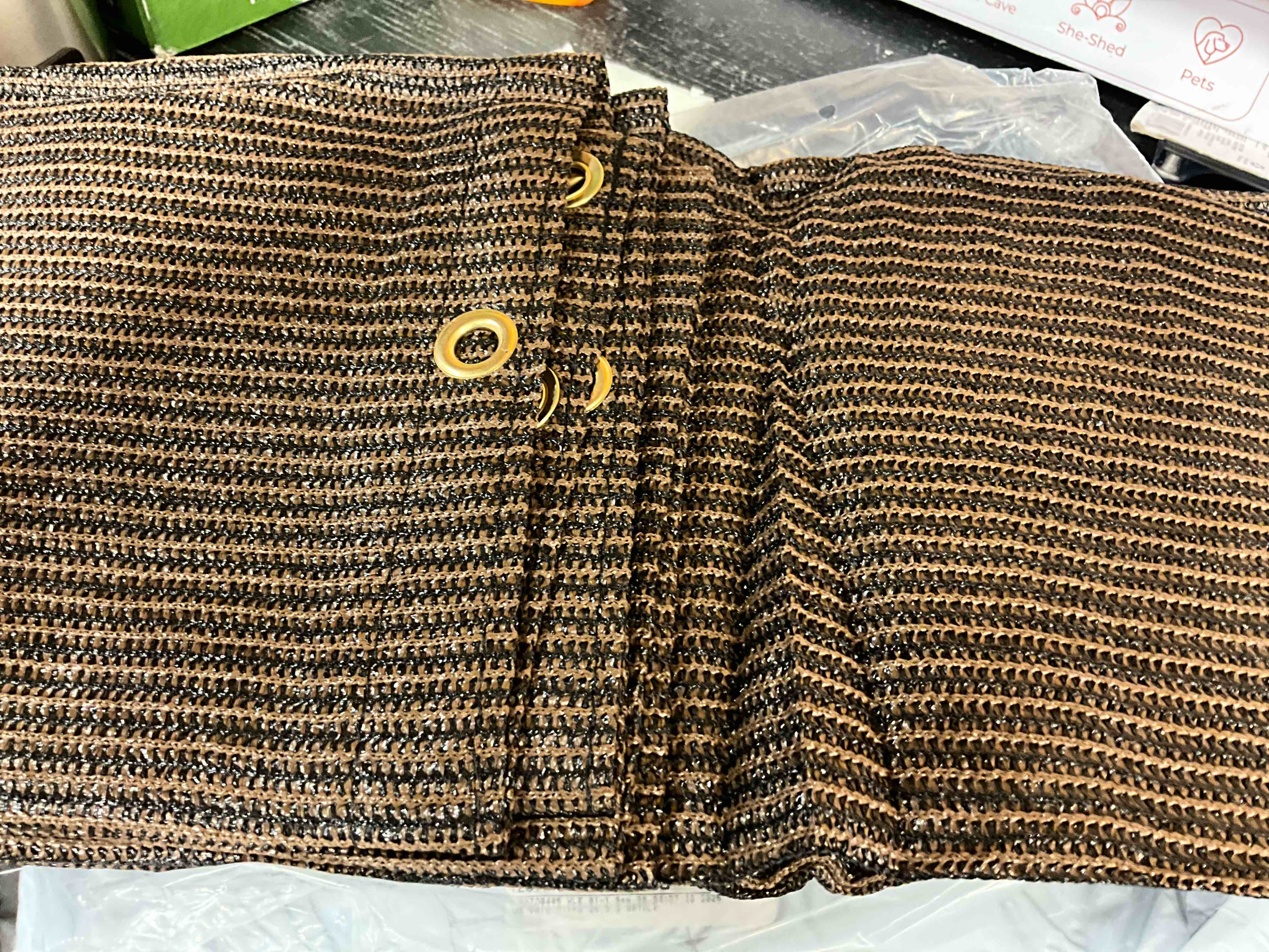 Condition photo showing New/Like New for 3 ft. x 12 ft. Plastic Balcony Privacy Fence Screen, UV Protection for Decorative, Privacy, Garden, Pool, Brown