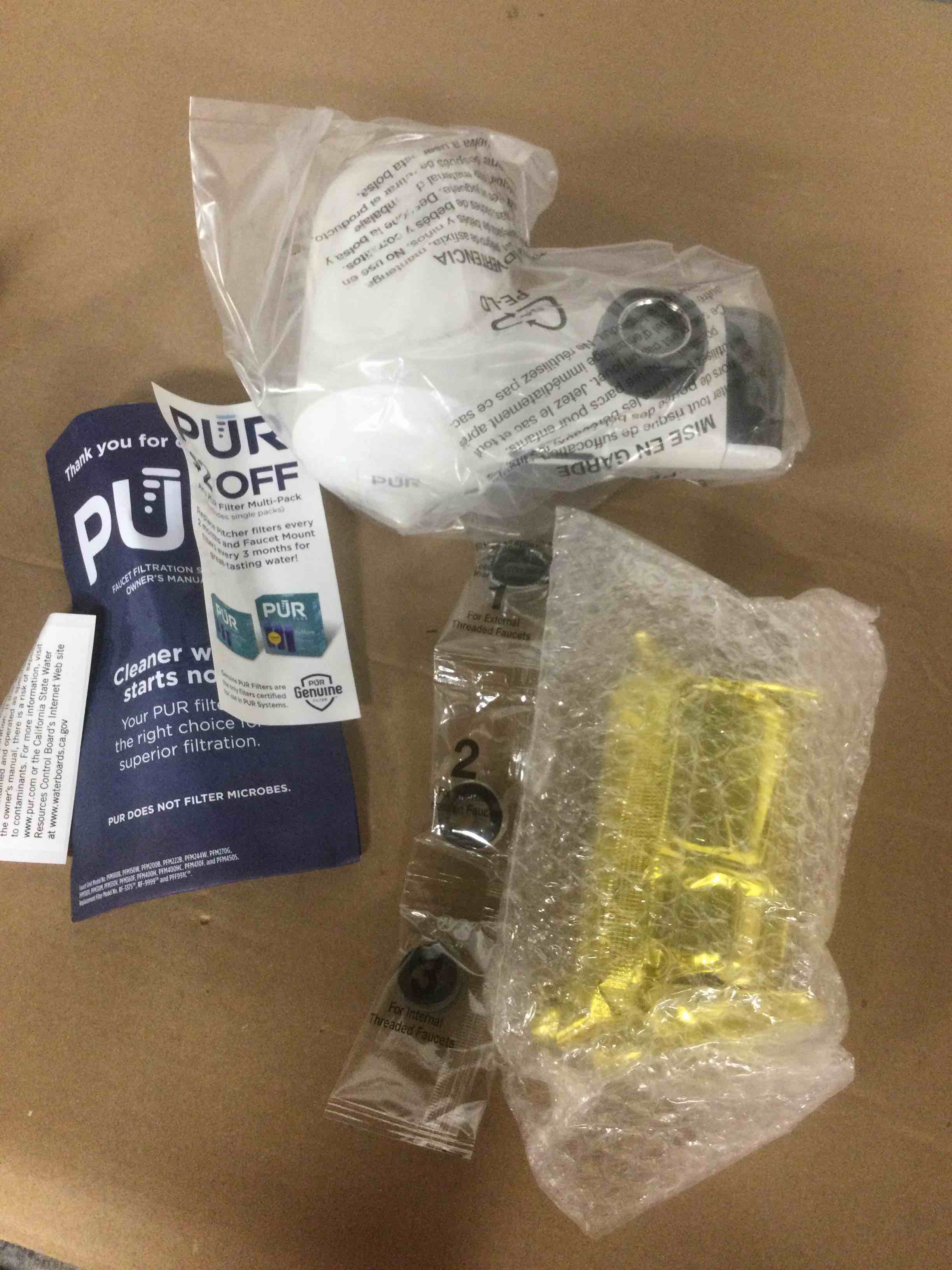 Condition photo showing New/Like New for plus horizontal faucet mount water filtration system in matte white