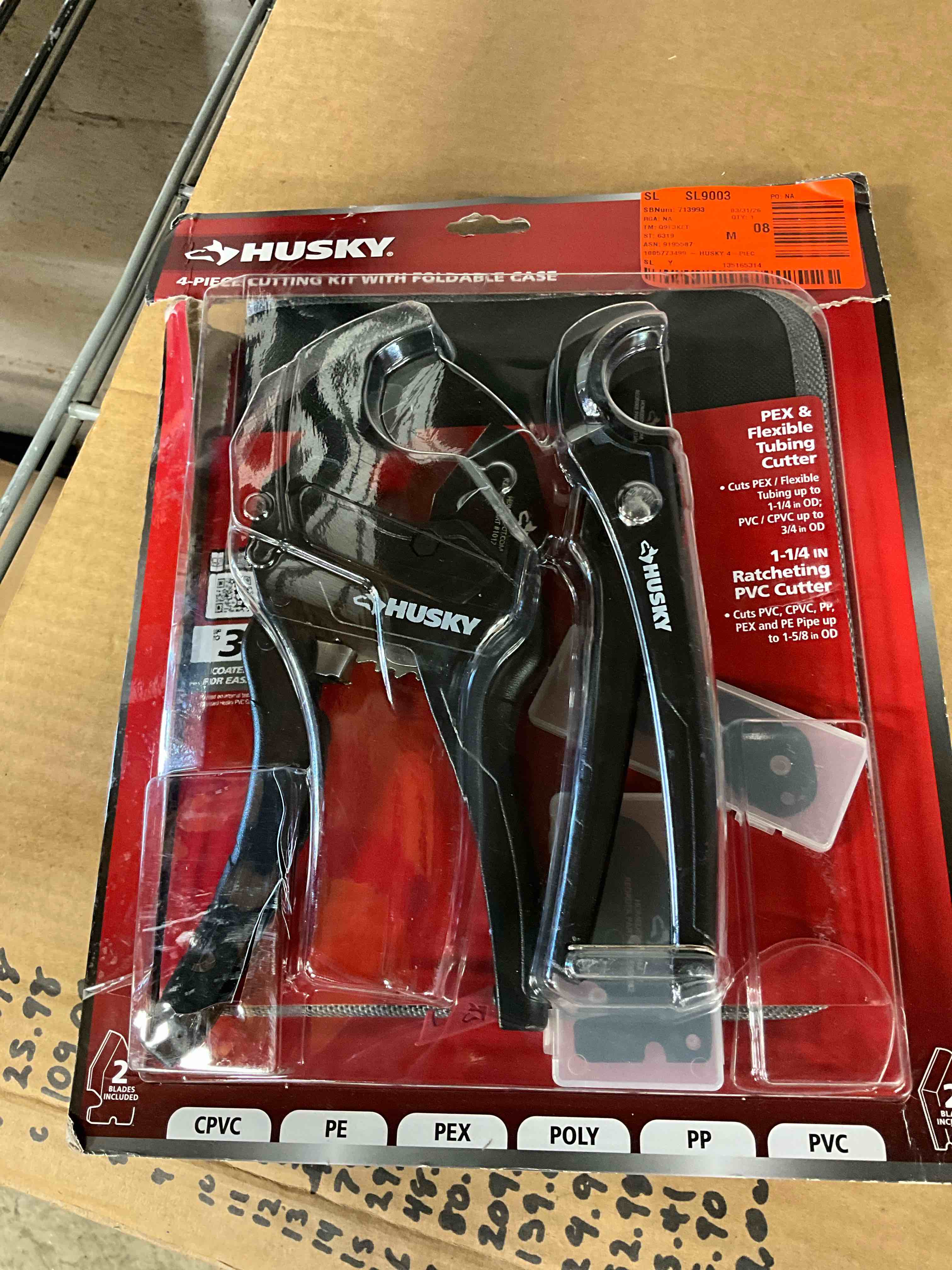 Condition photo showing New/Like New for 4-piece pvc cutting kit with foldable pouch and replacement blades