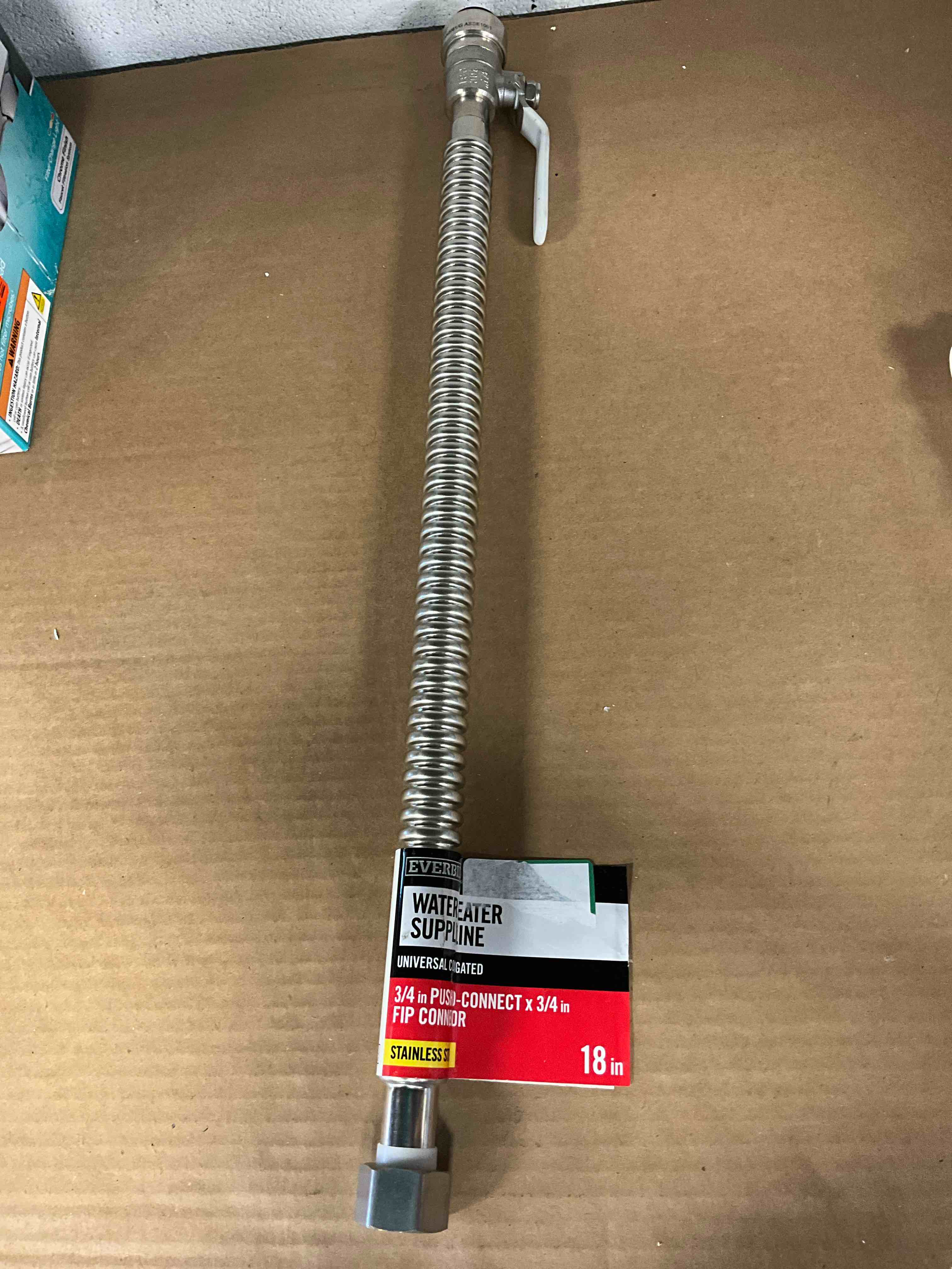 Condition photo showing New/Like New for 3/4 in. ptc x 3/4 in. fip x 18 in. braided stainless steel water heater connector with ball valve
