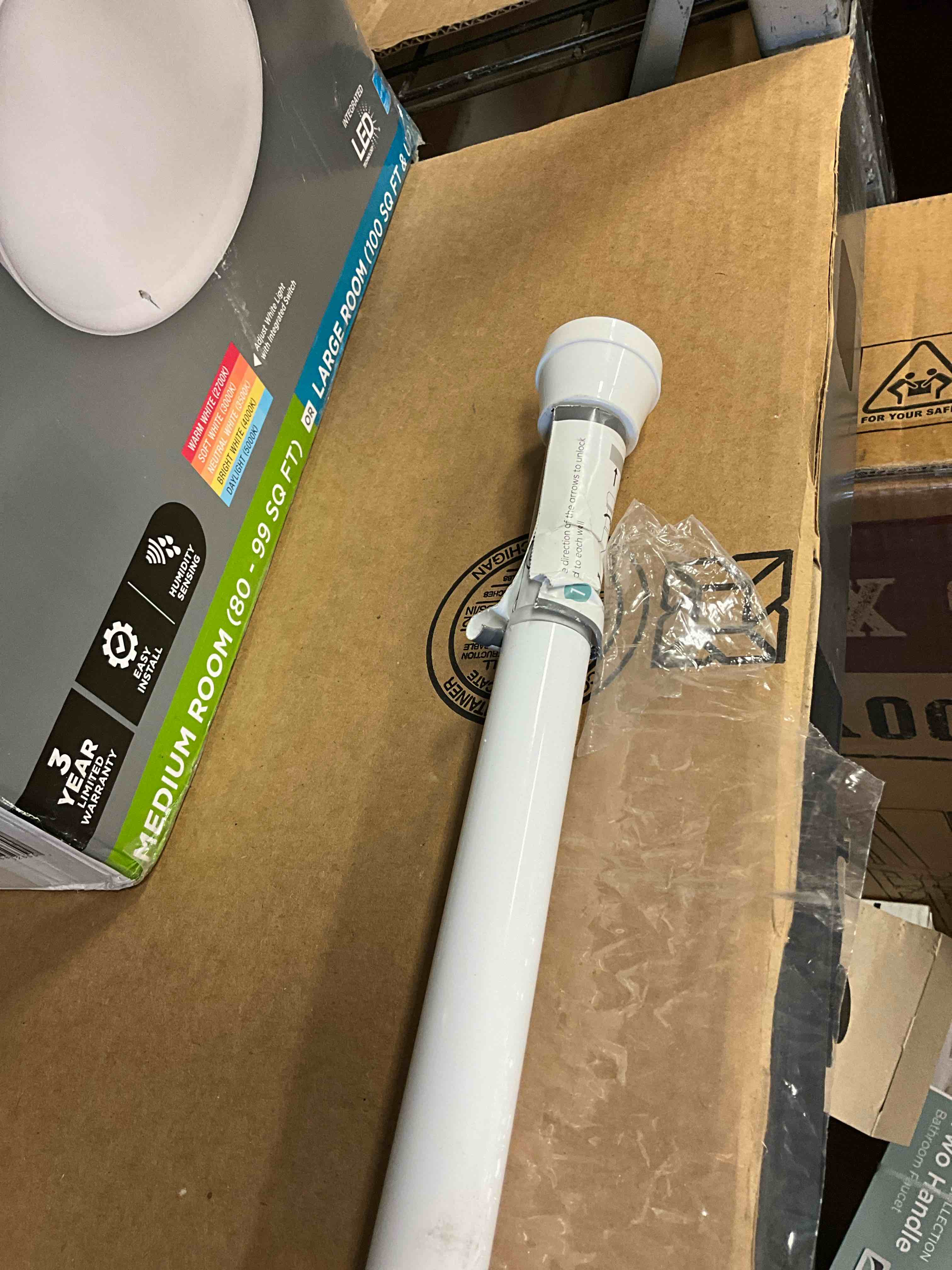 Condition photo showing Good Condition for neverrust 52 in. to 86 in. aluminum adjustable tension shower rod in white