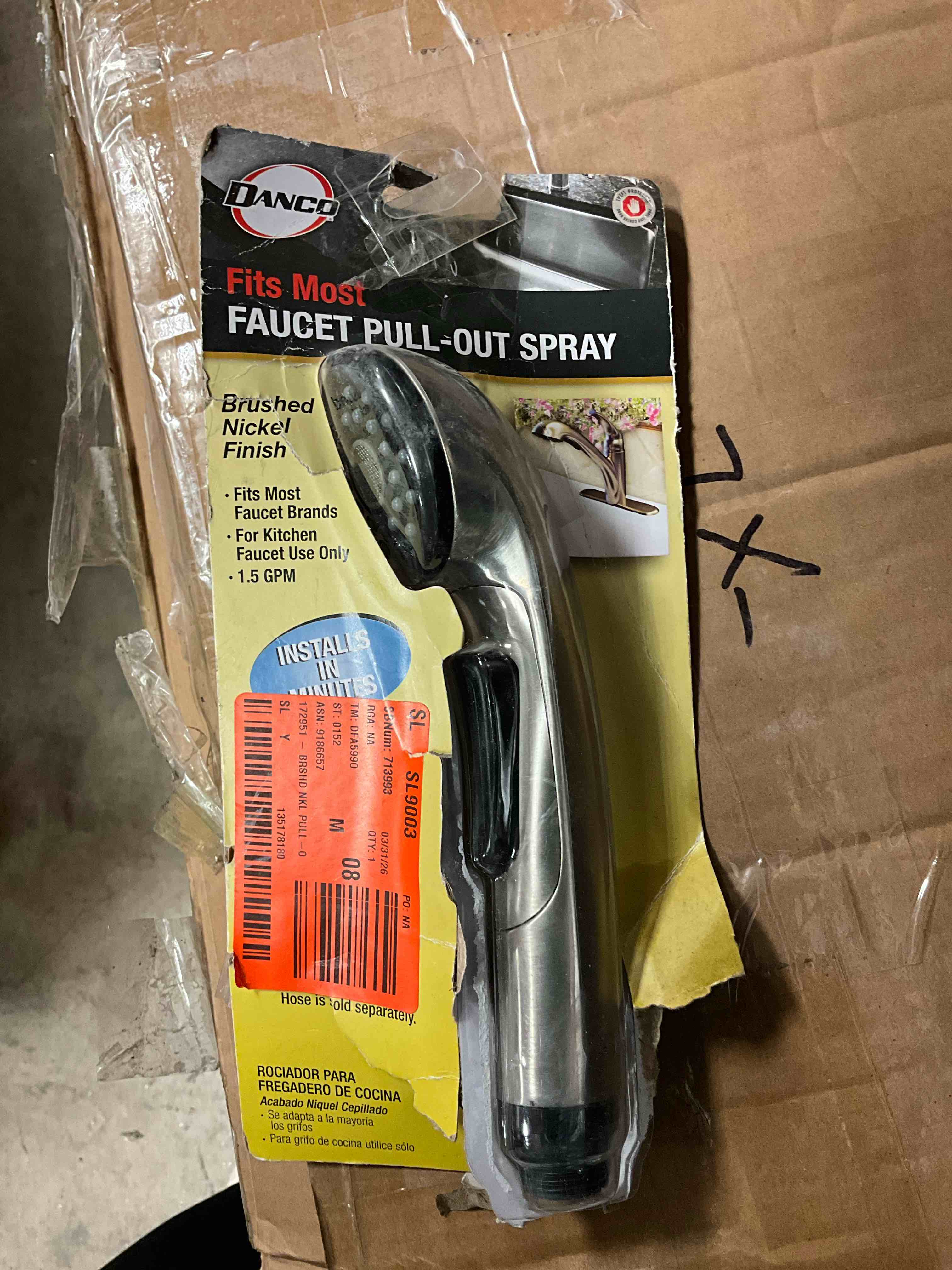 Condition photo showing New/Like New for danco 10409 pullout kitchen spray head, brushed nickel