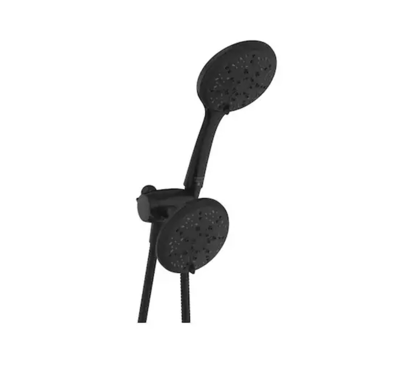 6 -Spray Patterns with 1.8 GPM 4.5 in. Wall Mount Dual Shower Heads in Matte Black