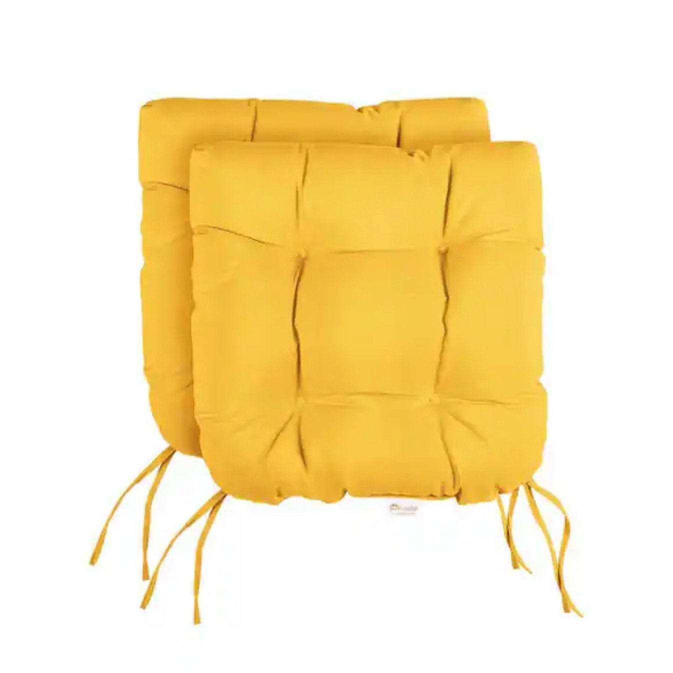 sunbrella canvas sunflower tufted chair cushion square back 16 x 16 x 3 (set of 2)