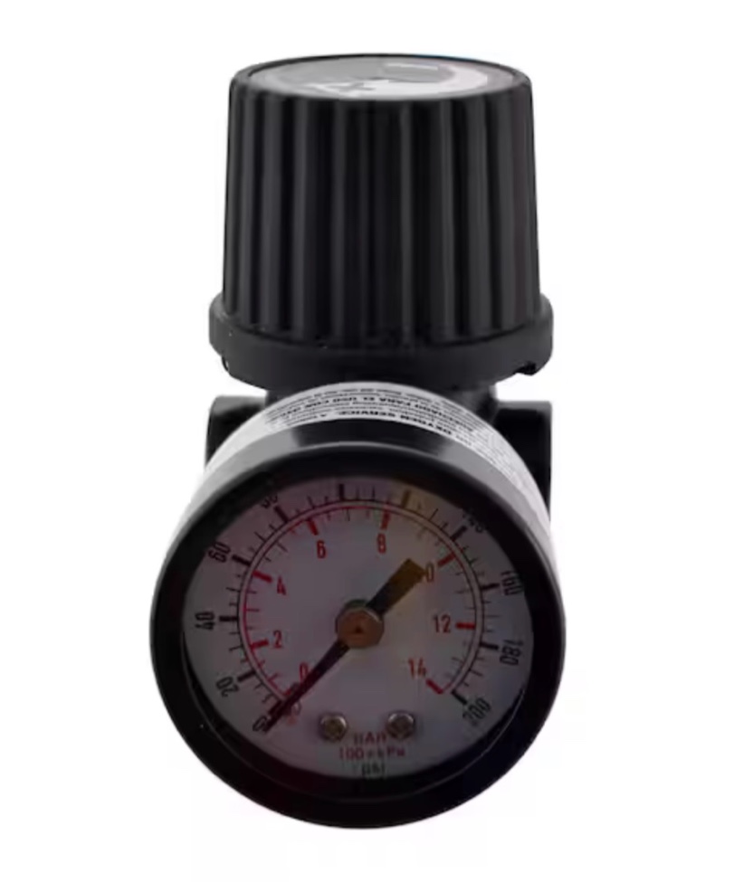 1/4 in. Black Air-Compressor Regulator with Gauge