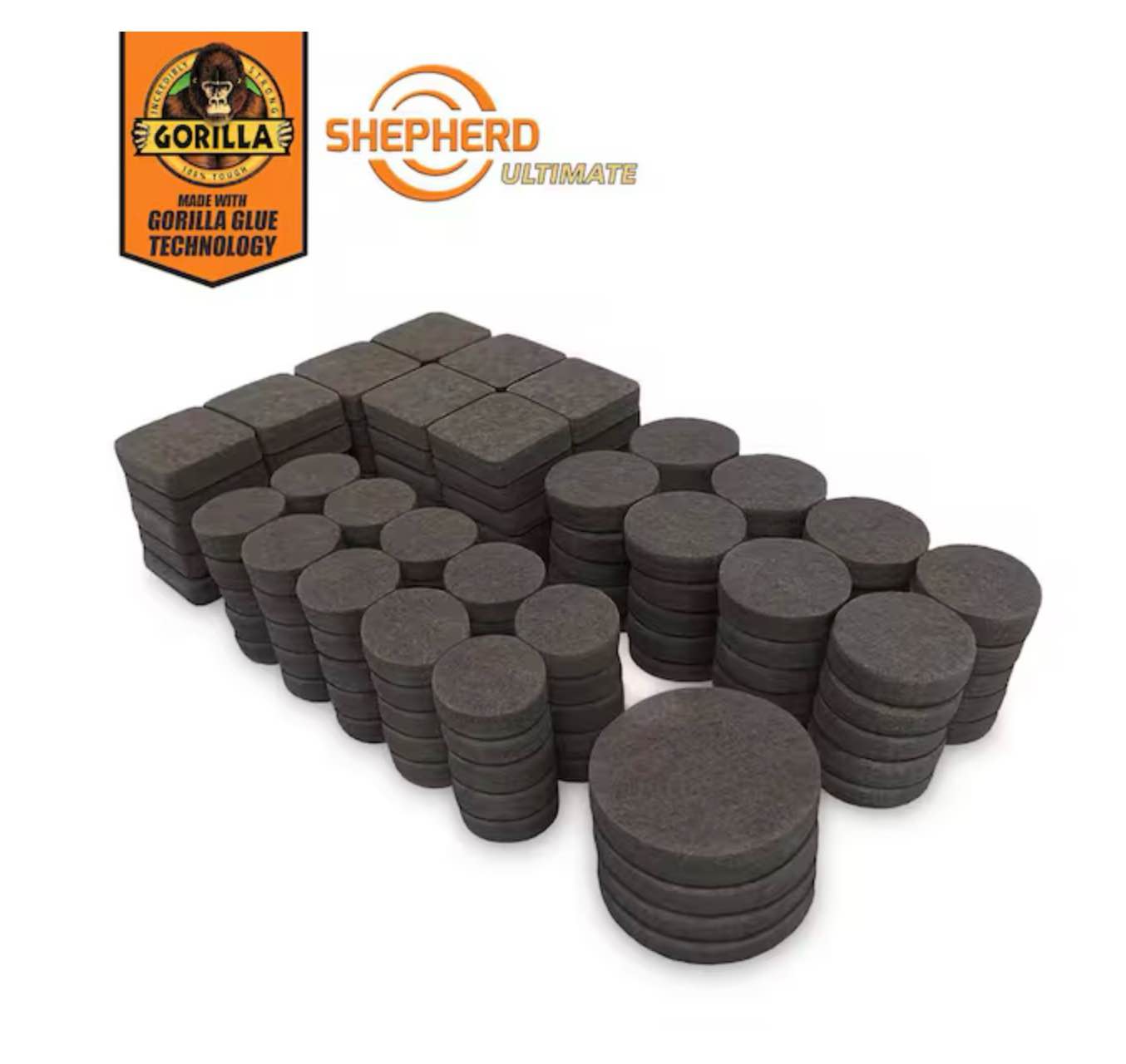 Ultimate Assorted Brown Self-Adhesive Furniture Sliders, Felt Pads Value Pack with Gorilla Glue Technology (134-Piece)