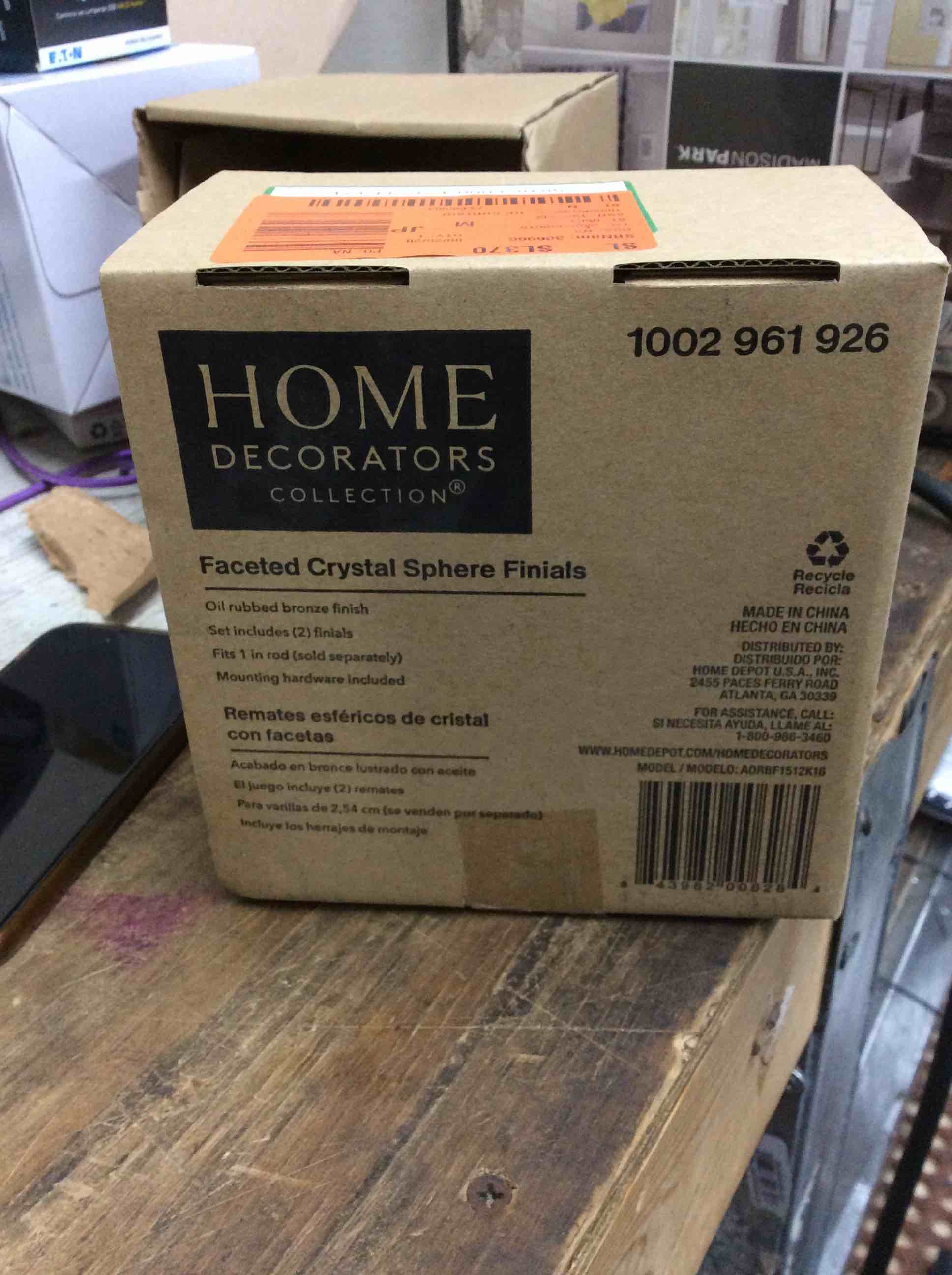 Home Decorators 1" Faceted Crystal Sphere Curtain Rod Finial Oil Rubbed Bronze