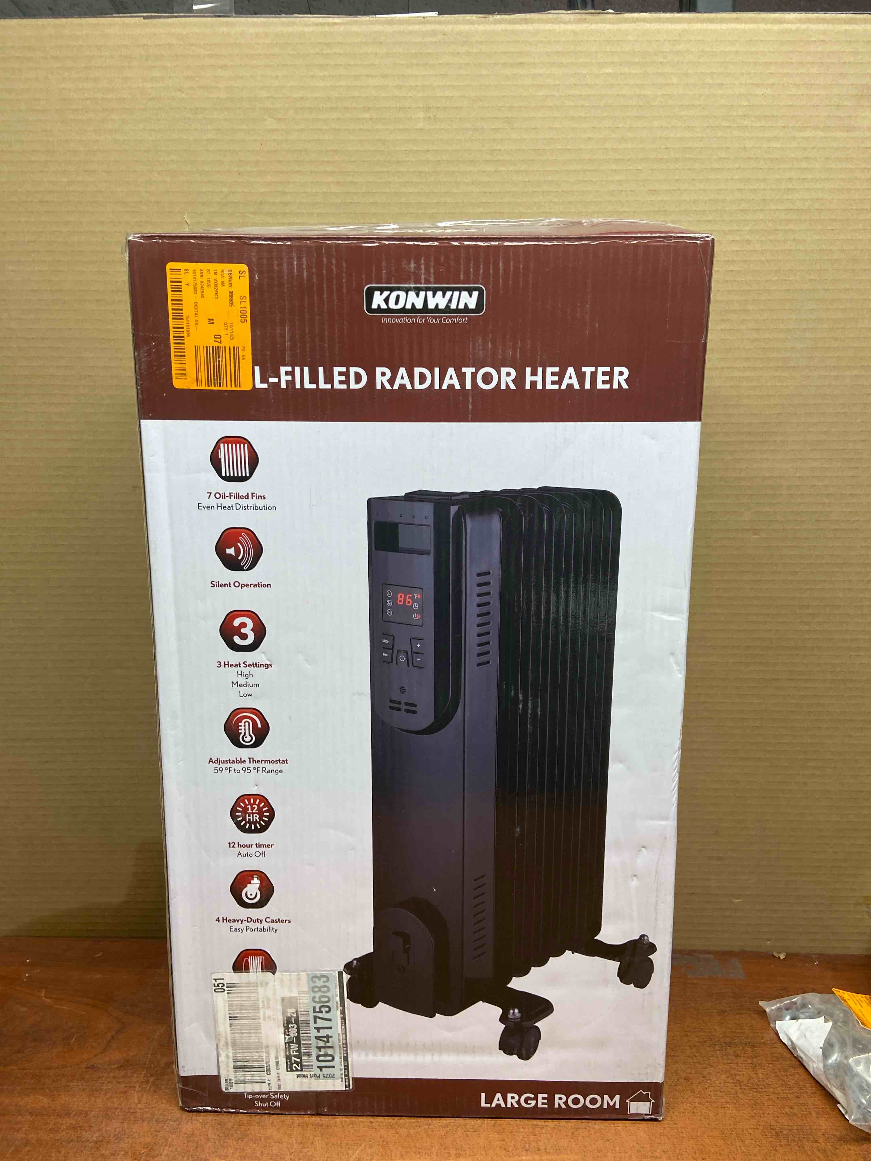 1500-Watt Black Indoor Electric Oil-Filled Radiator Convection Radiant Space Heater with Remote Control for Living Space