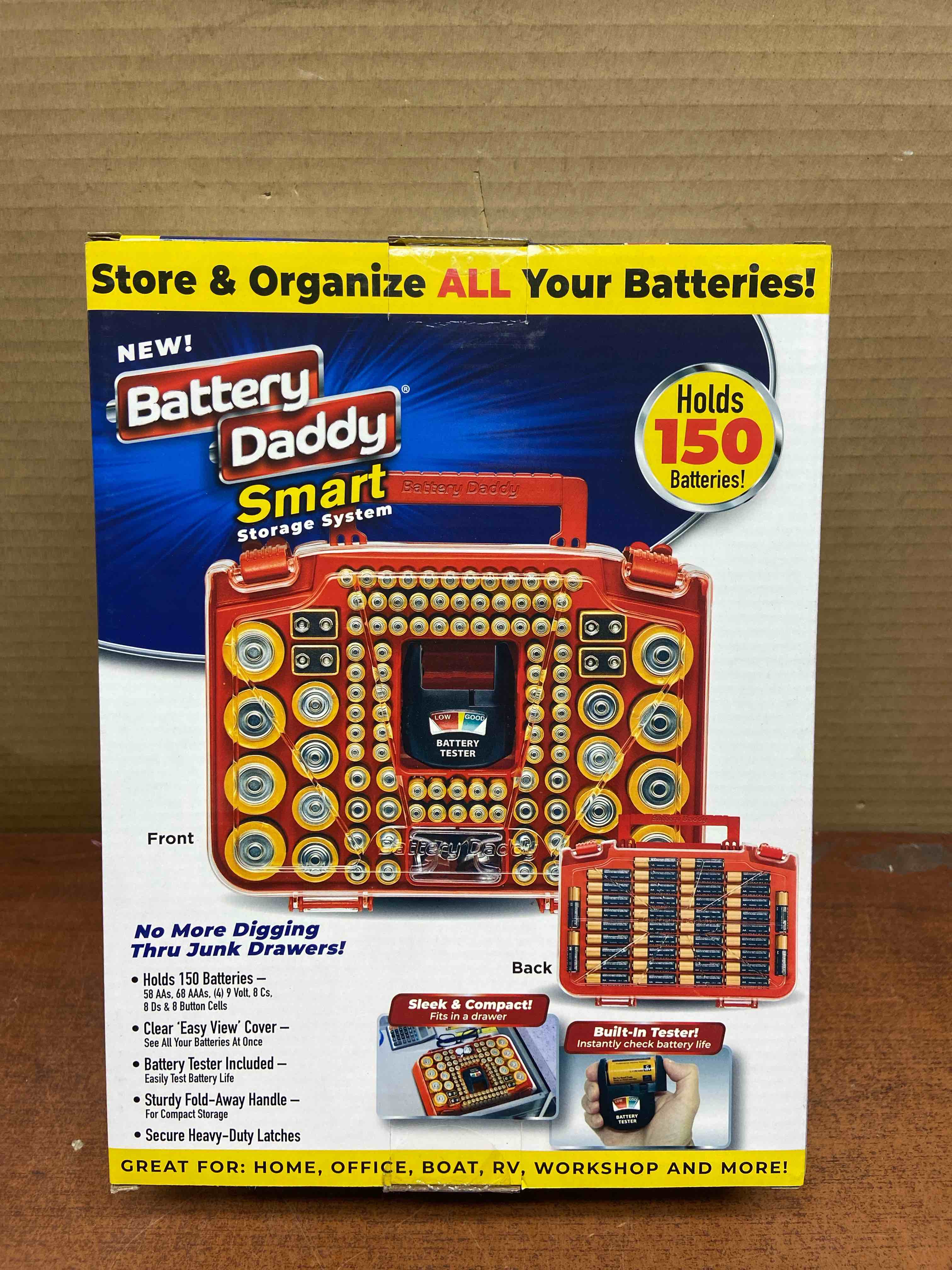 Ontel Battery Daddy Smart  Battery Storage System with Built in Battery Tester to Hold Various Sizes Batteries