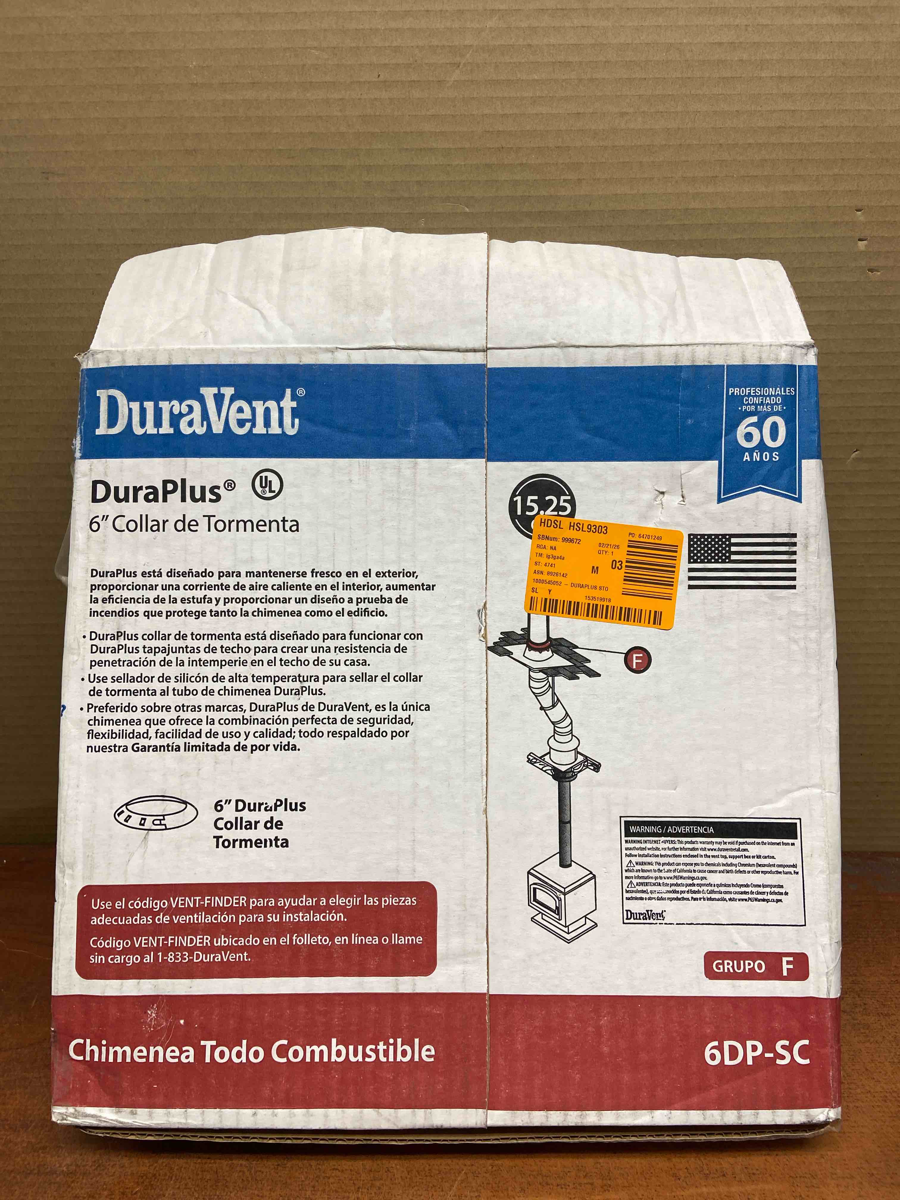 DuraVent DuraPlus 6-8 in. D 18 Ga. Galvanized Steel Storm Collar