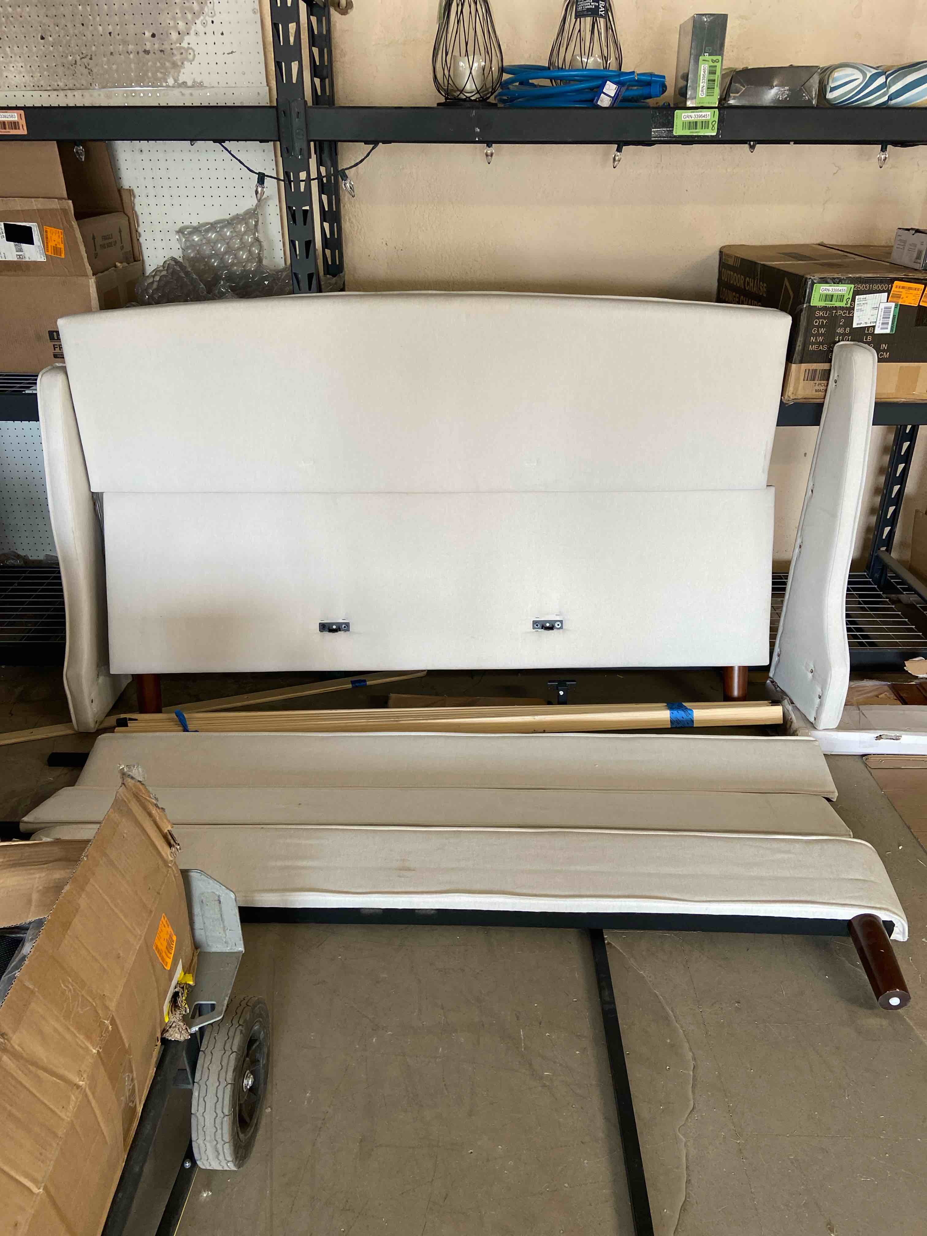 king sized upholstered bed beige 