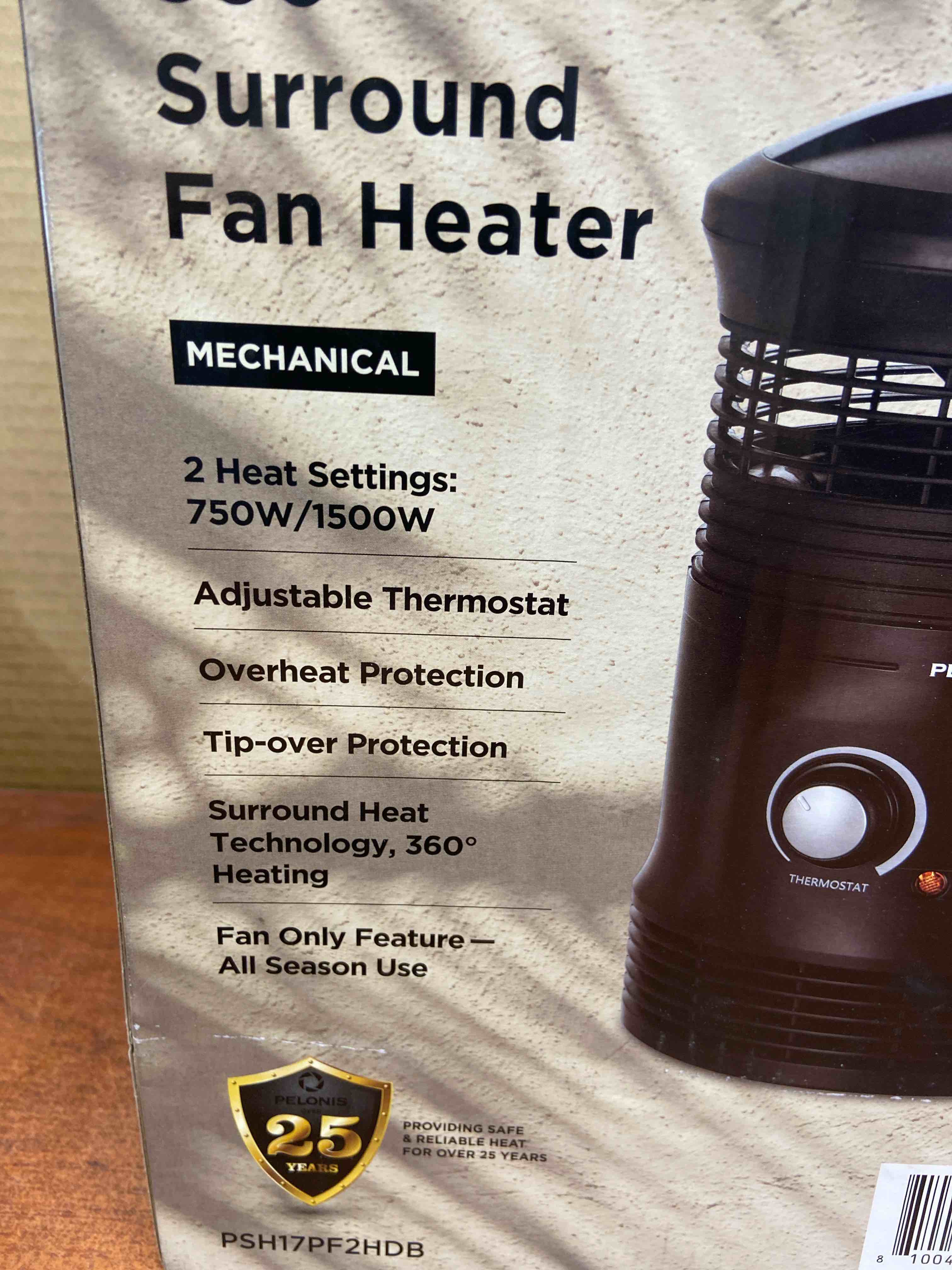 Condition photo showing New/Like New for pelonis 1500-watt 360° surround fan heater, black