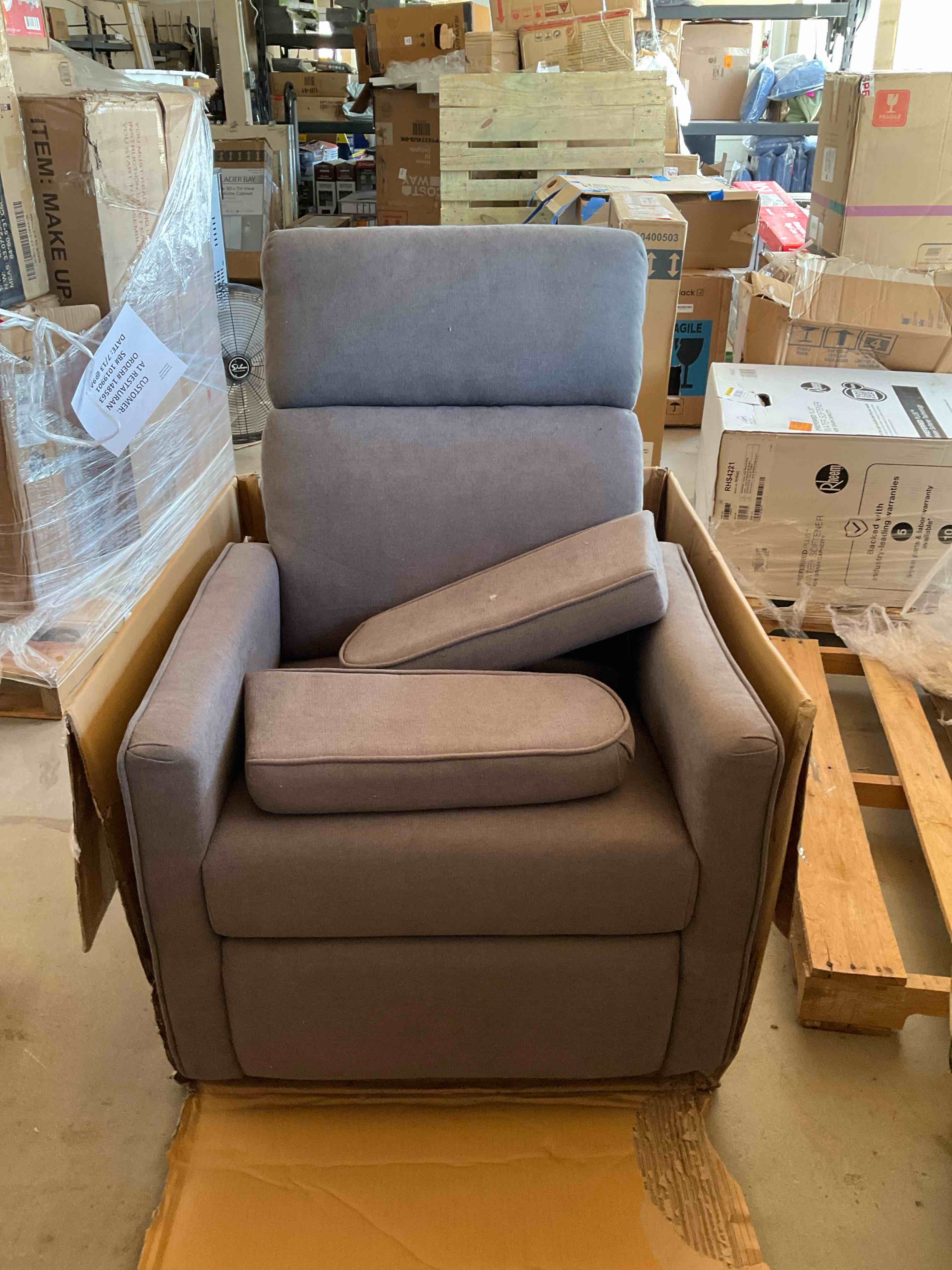 Condition photo showing Good Condition for cy-rac-536-dkgry-gg cash swivel glider rocker recliner chair with manual 360 deg perfect, dark gray upholstery