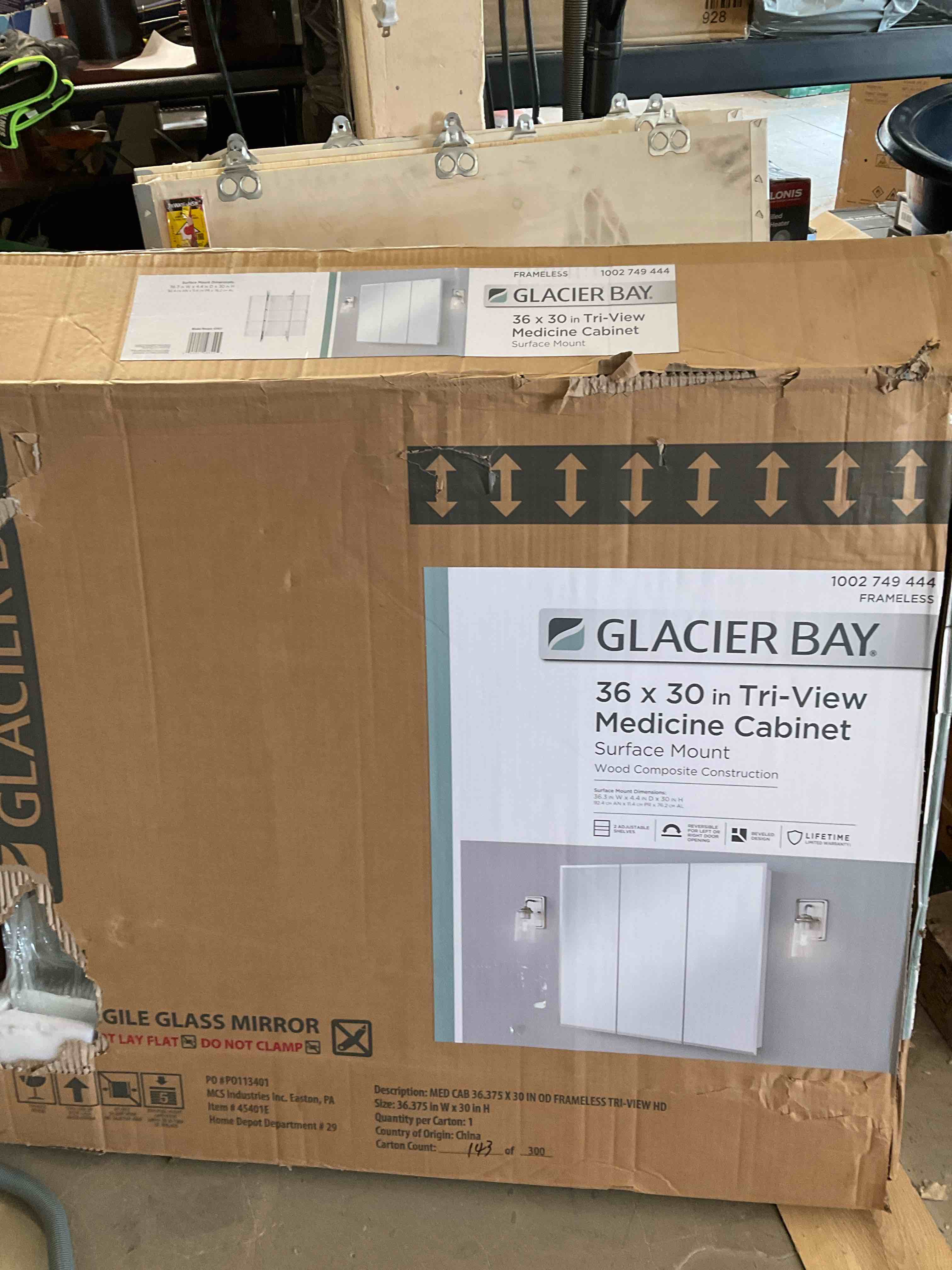 Condition photo showing New/Like New for glacier bay bathroom medicine cabinet rectangle frame 36”x30”