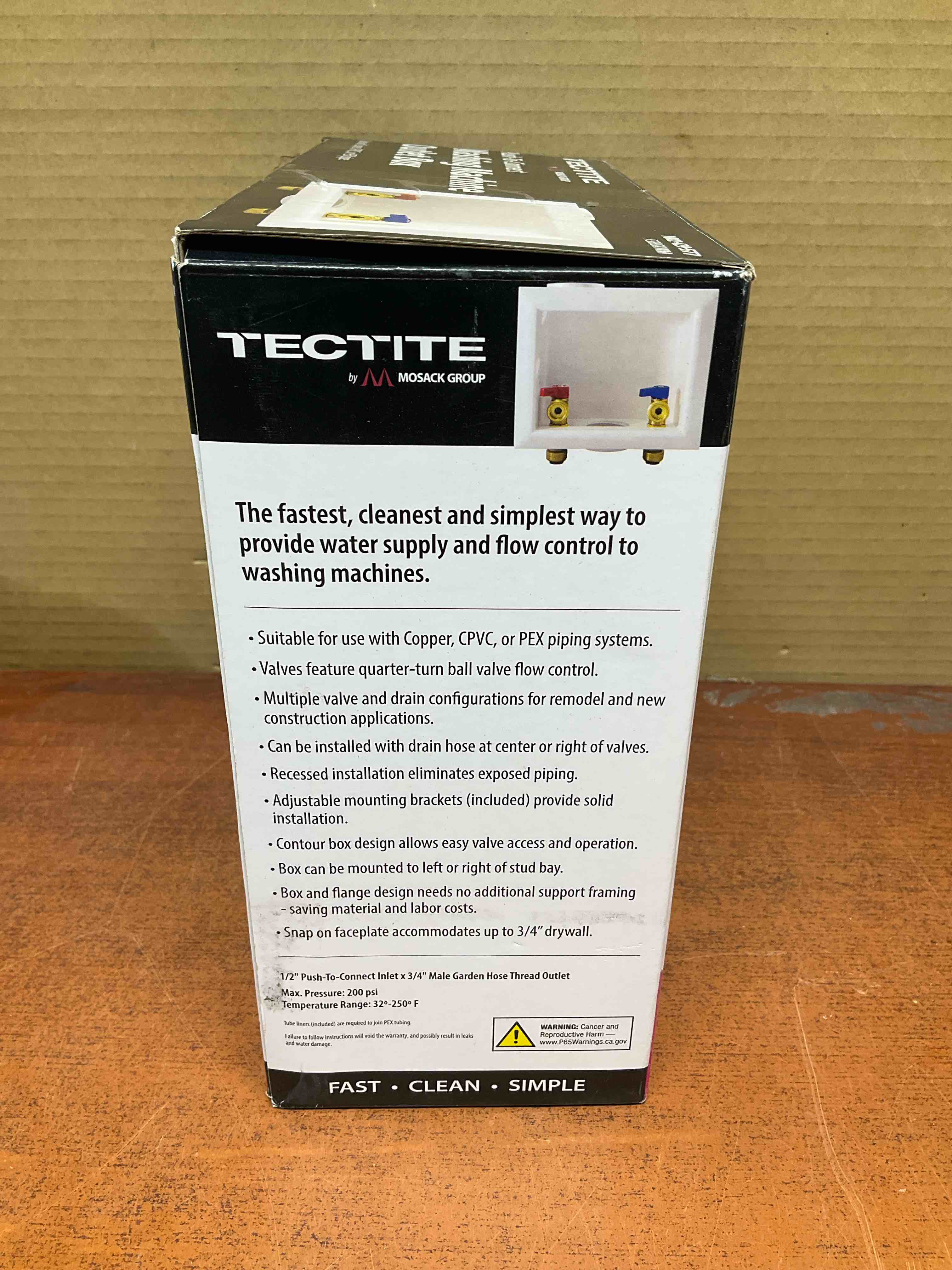 Condition photo showing New/Like New for tectite 4932521 0.5 in. dia. apollo washing machine outlet box
