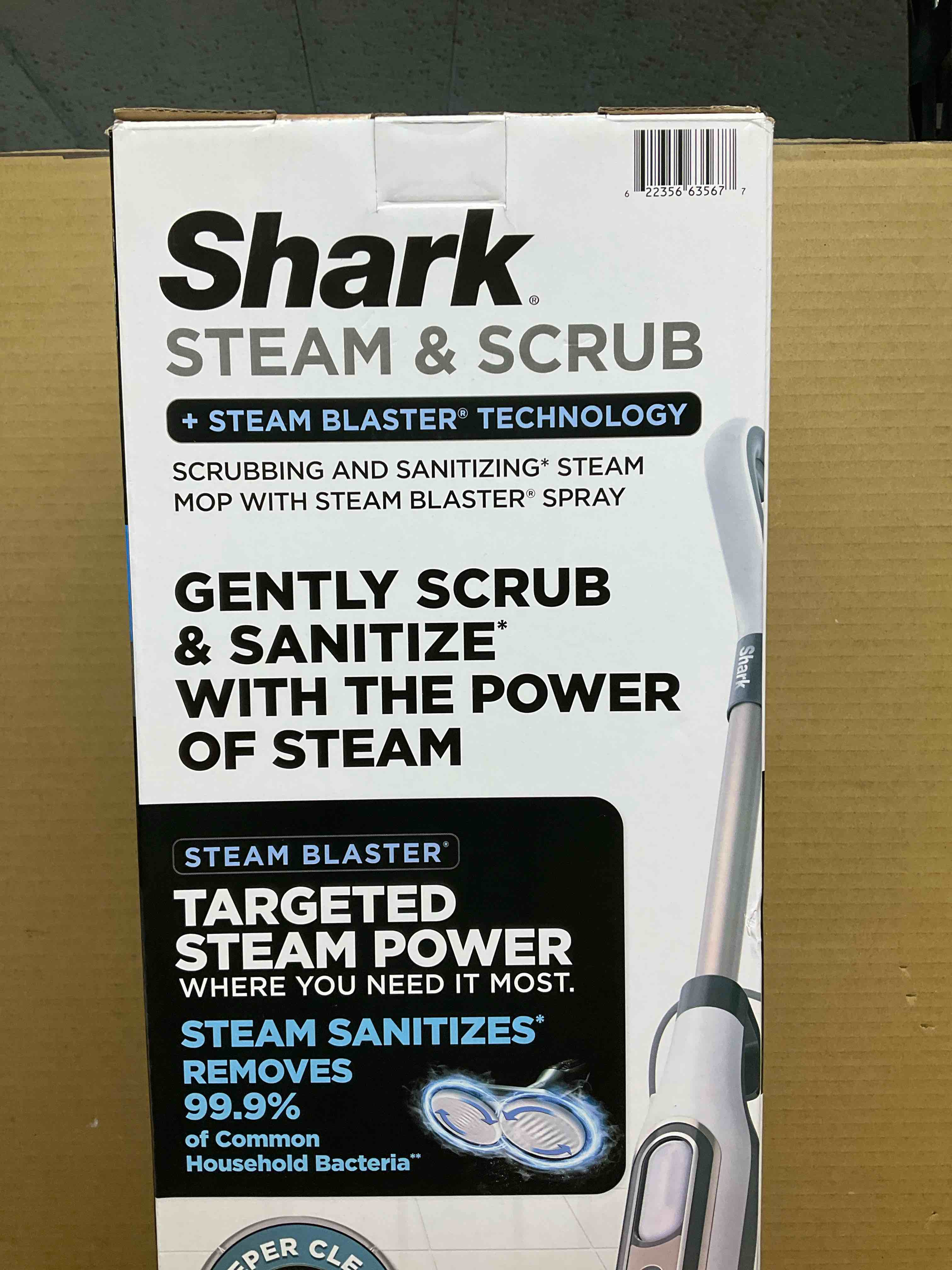 Condition photo showing New/Like New for shark steam & scrub with steam blaster technology all-in-one hard floor steam mop with 3 steam modes & led headlights s8201, rotator white