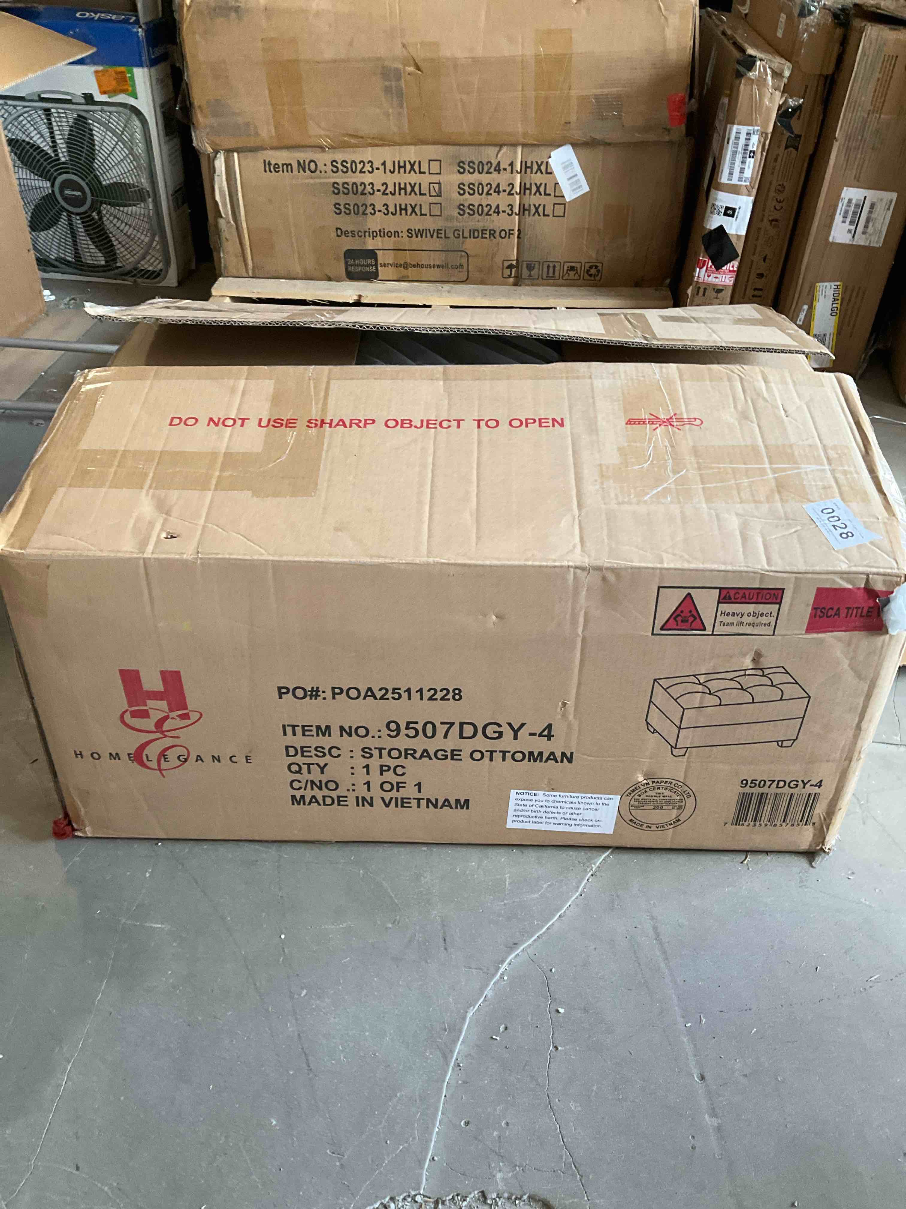 Condition photo showing New/Like New for lexicon maston microfiber ottoman with storage in dark gray