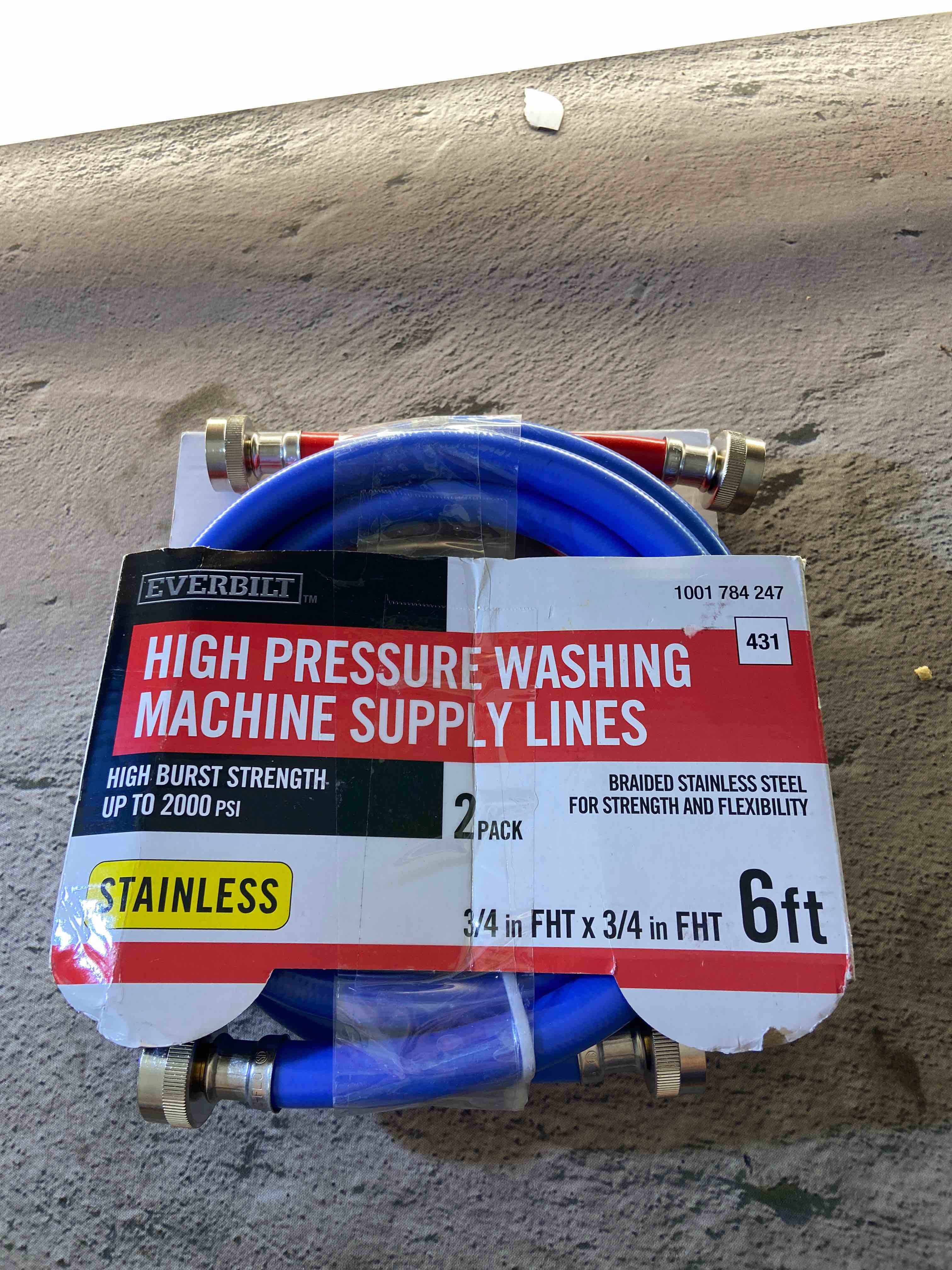 Everbilt 6 ft. Color Coded High-Pressure Washing Machine Hose, Red & Blue