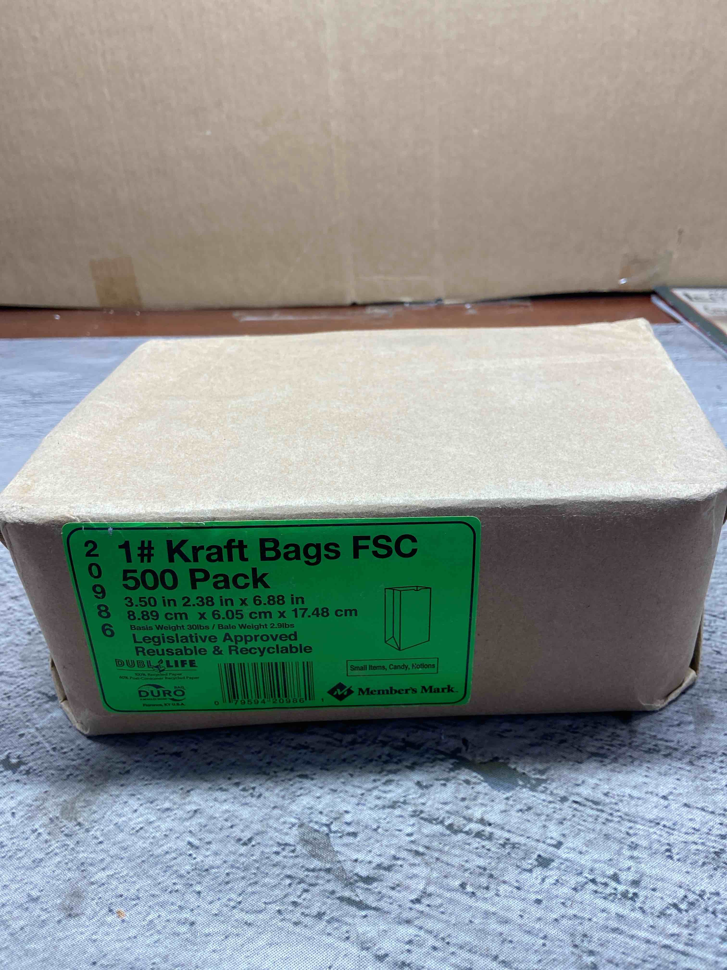 Duro Member's Mark Bag 1# Kraft Bags - 500 ct.