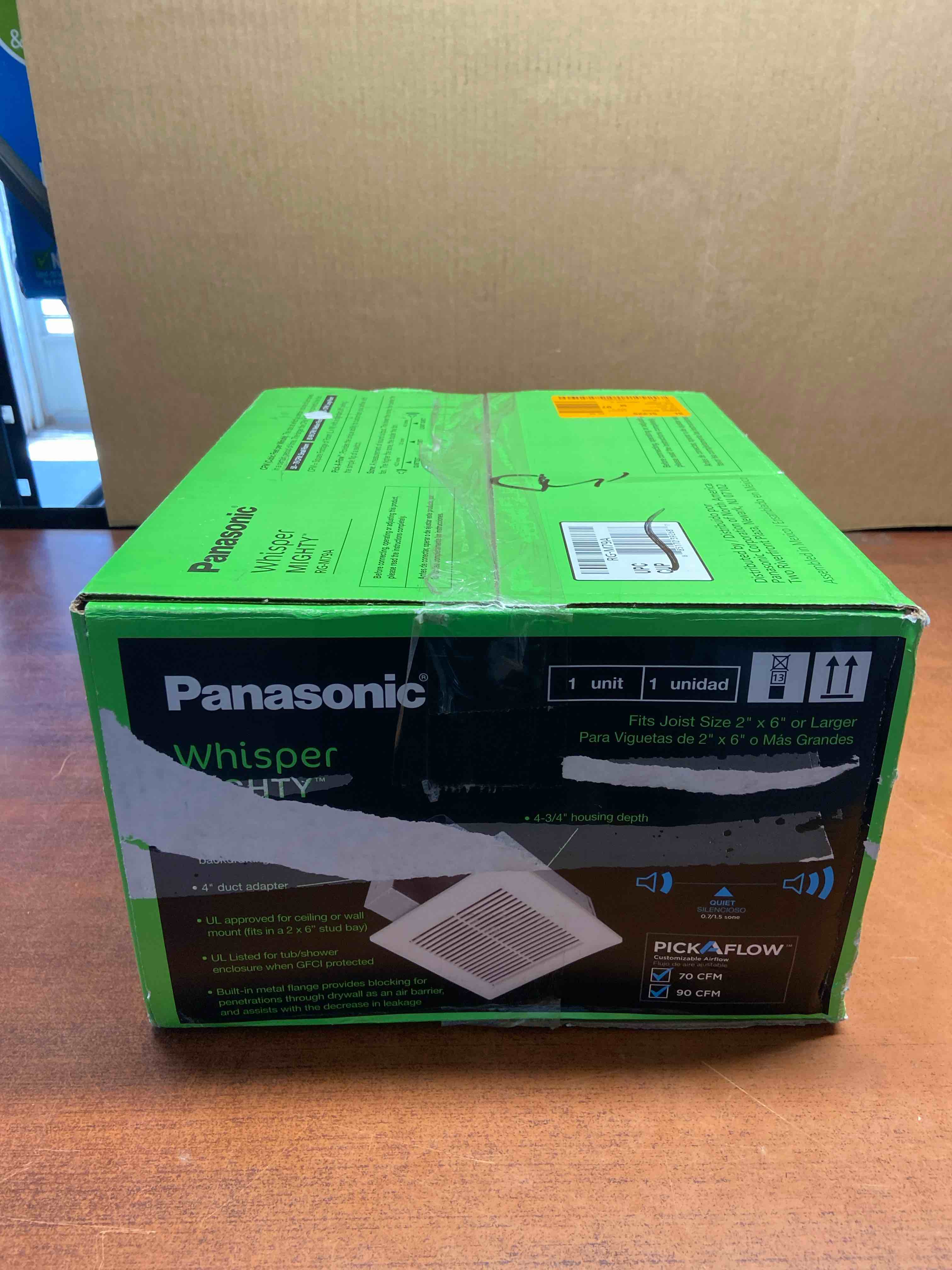 Panasonic 70/90 CFM Ceiling/Wall Bathroom Exhaust Fan  Energy Star